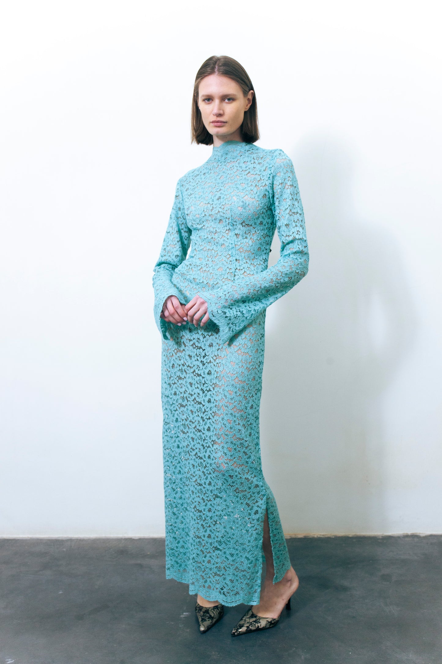 LUMIO LACE DRESS TEAL