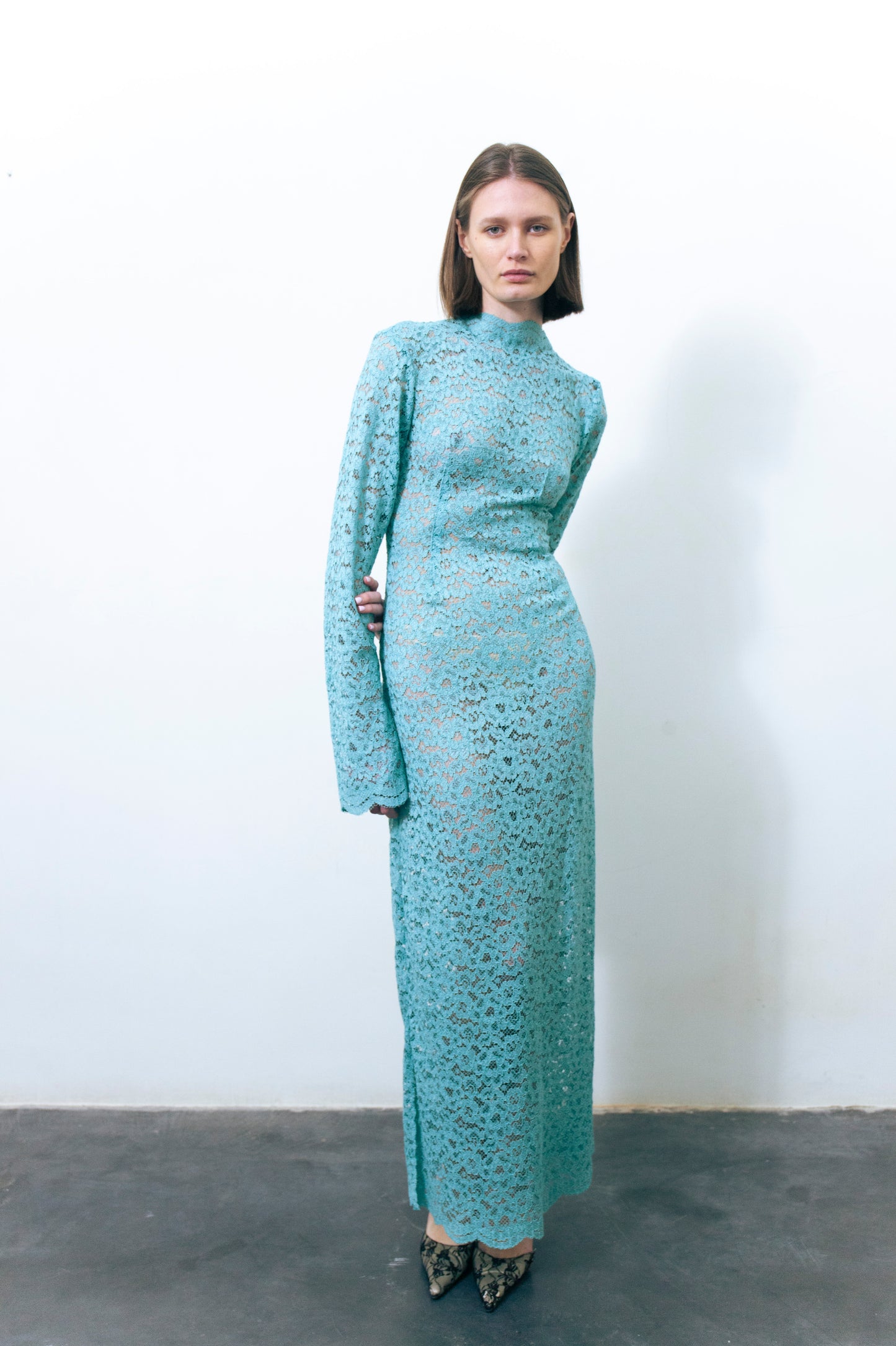 LUMIO LACE DRESS TEAL