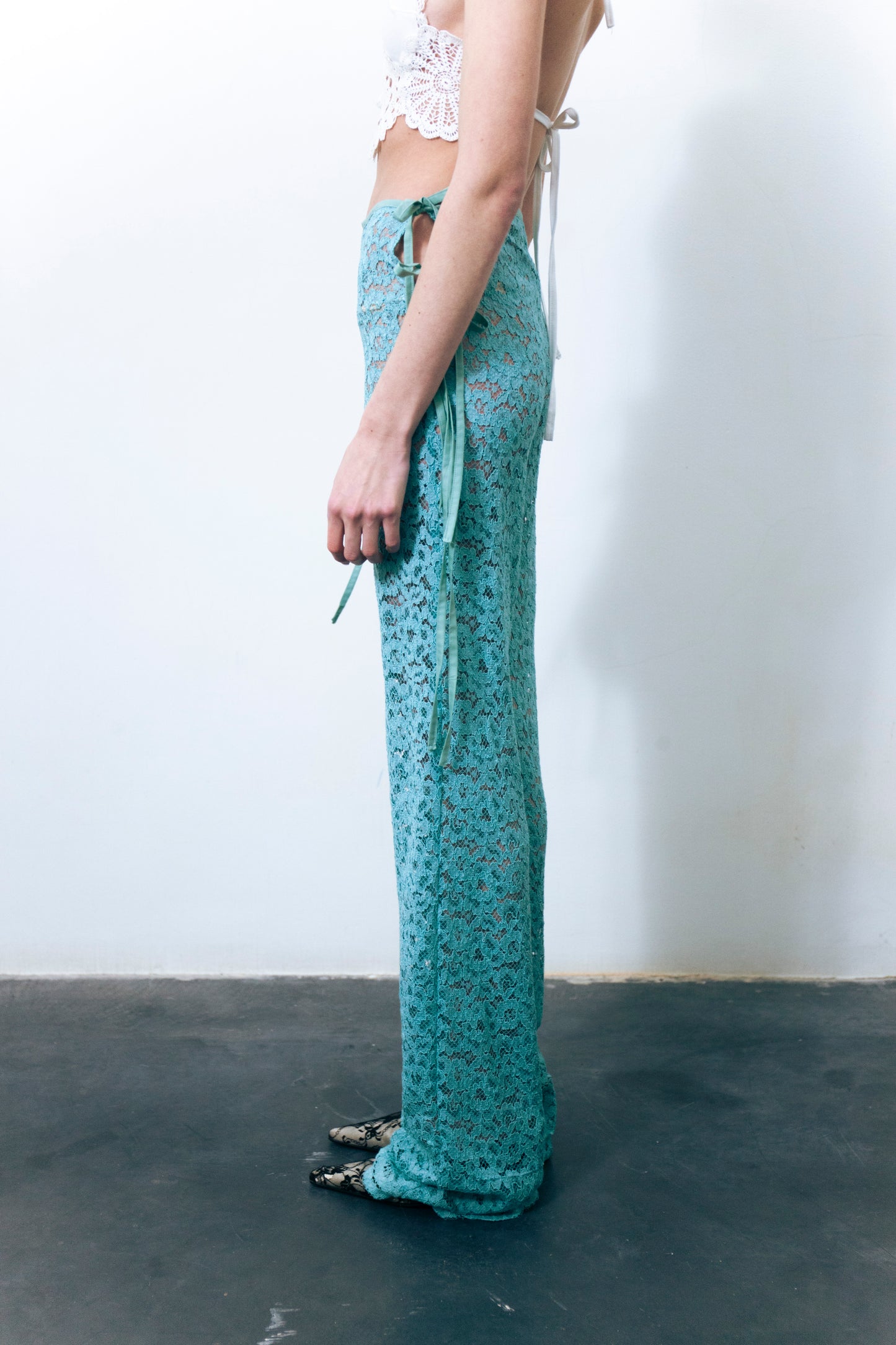 STRAPPY LACE TROUSERS TEAL