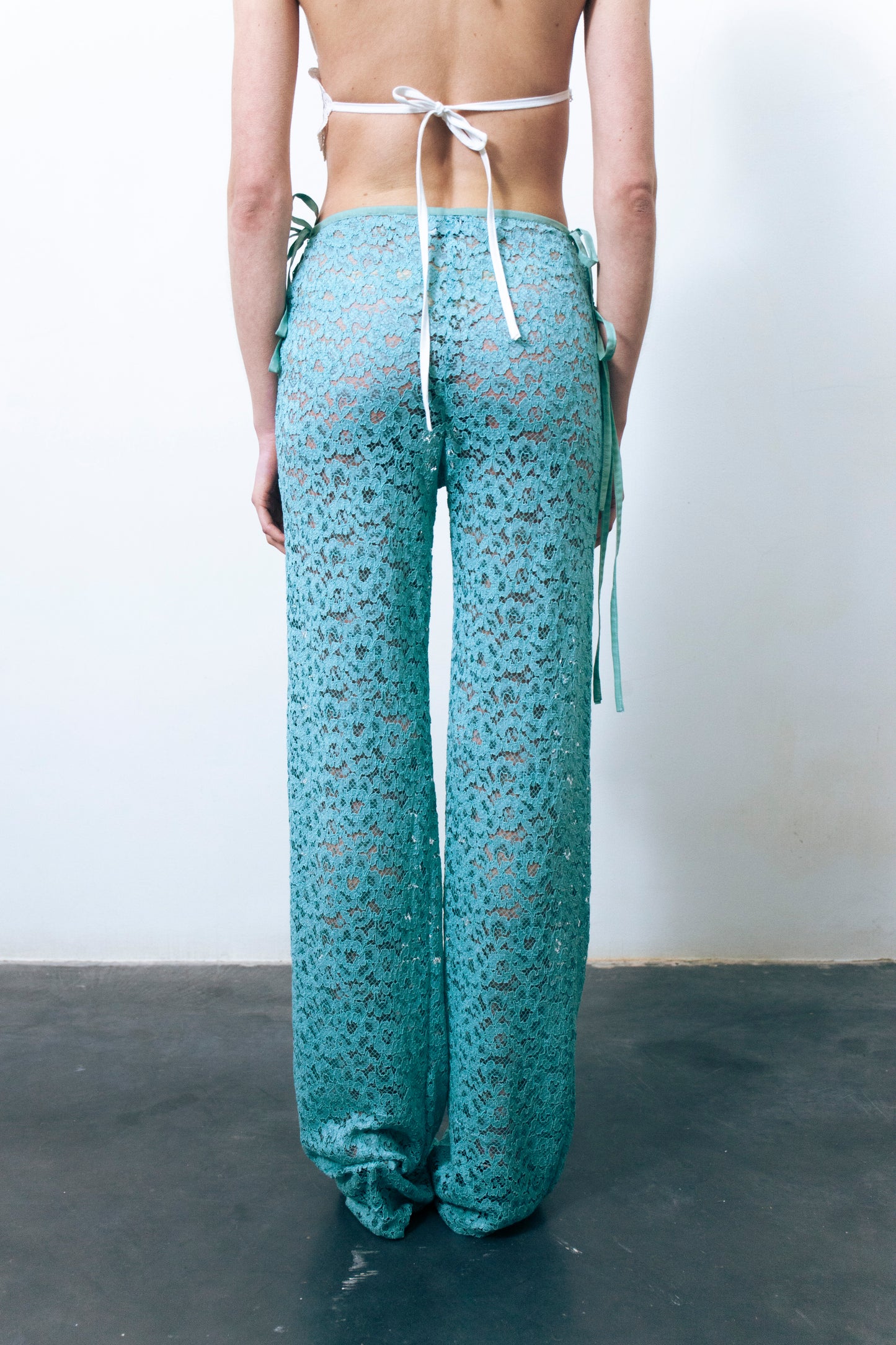 STRAPPY LACE TROUSERS TEAL