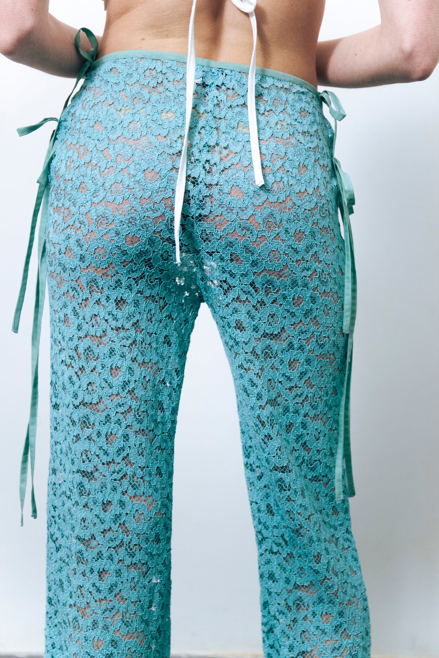 STRAPPY LACE TROUSERS TEAL