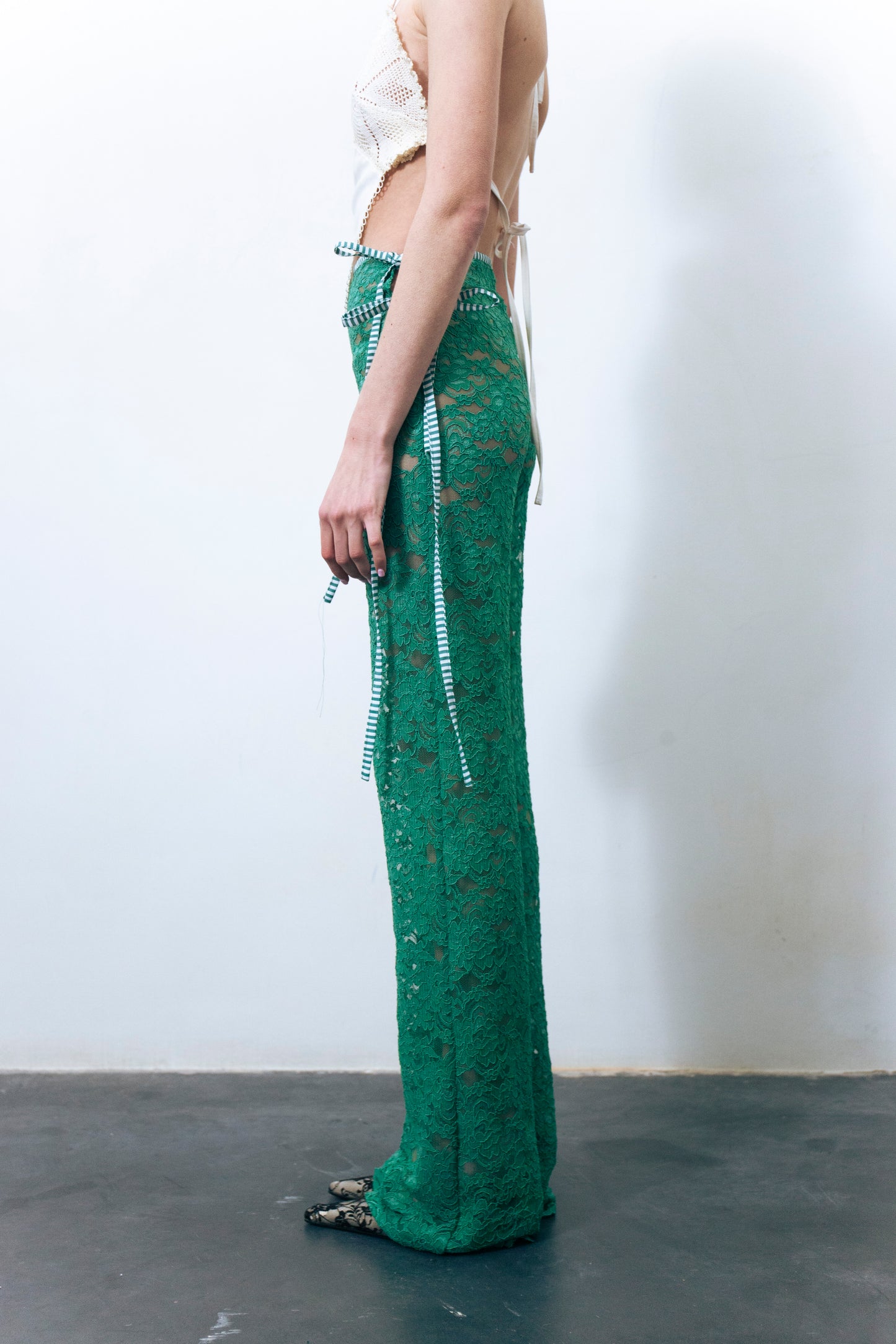 STRAPPY LACE TROUSERS GREEN