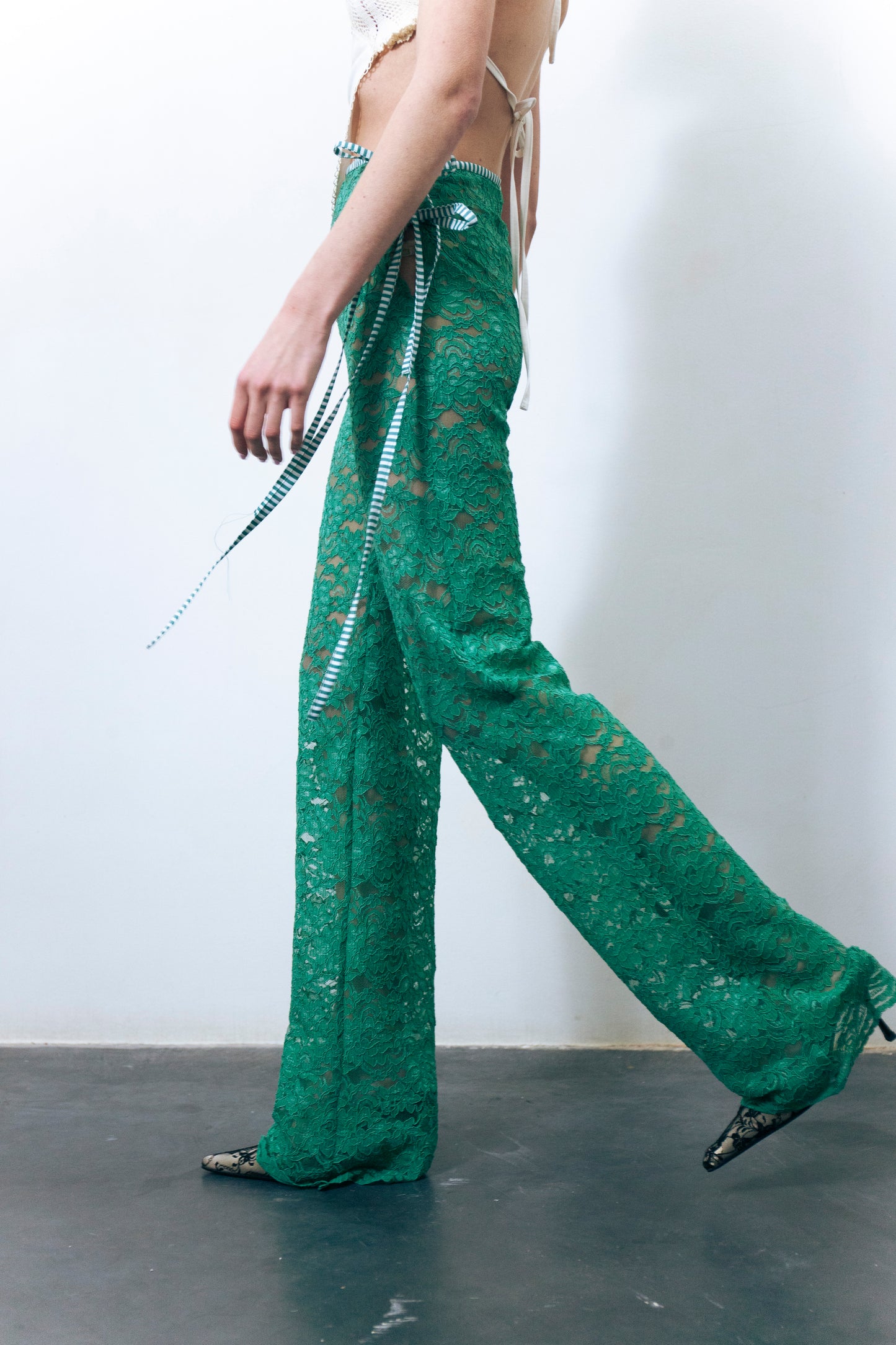 STRAPPY LACE TROUSERS GREEN