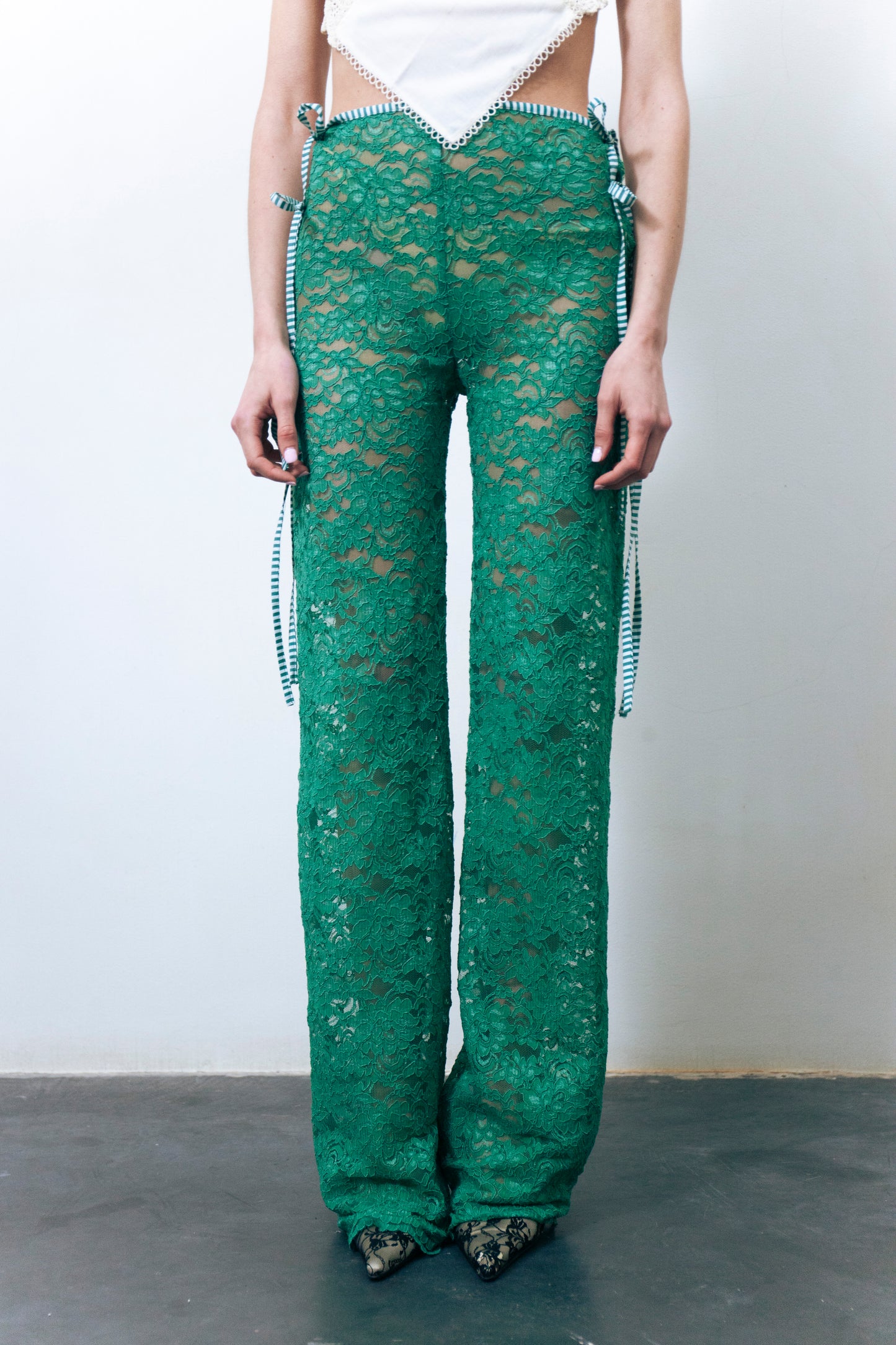 STRAPPY LACE TROUSERS GREEN