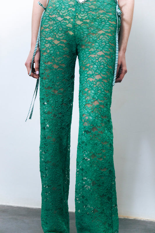 STRAPPY LACE TROUSERS GREEN