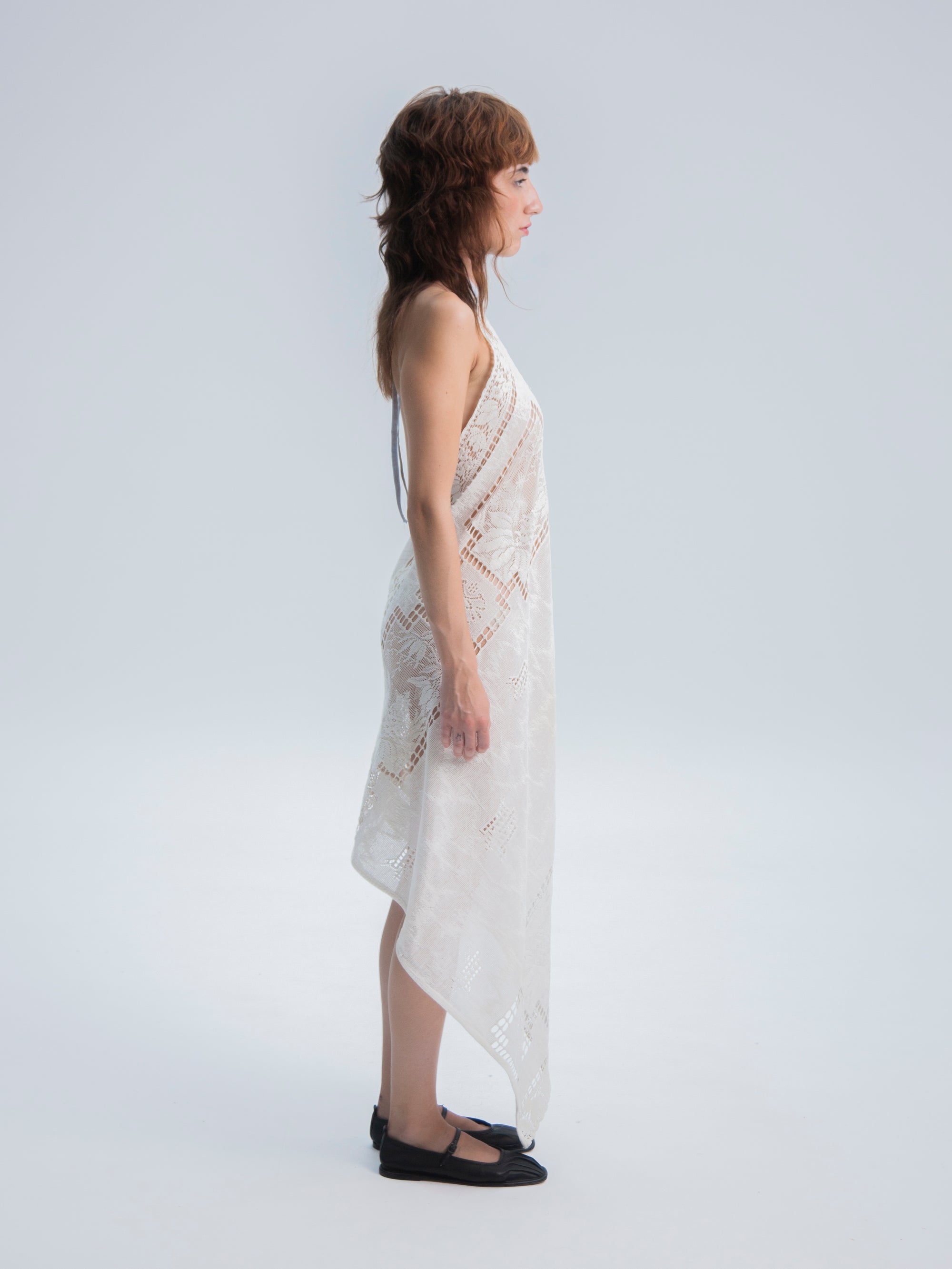 HANDKERCHIEF MIDI HALTER DRESS