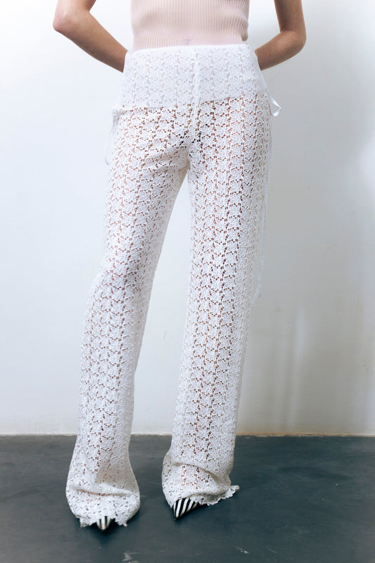 STRAPPY LACE TROUSERS WHITE