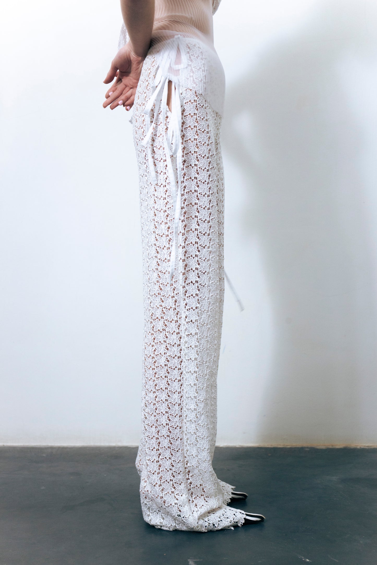 STRAPPY LACE TROUSERS WHITE