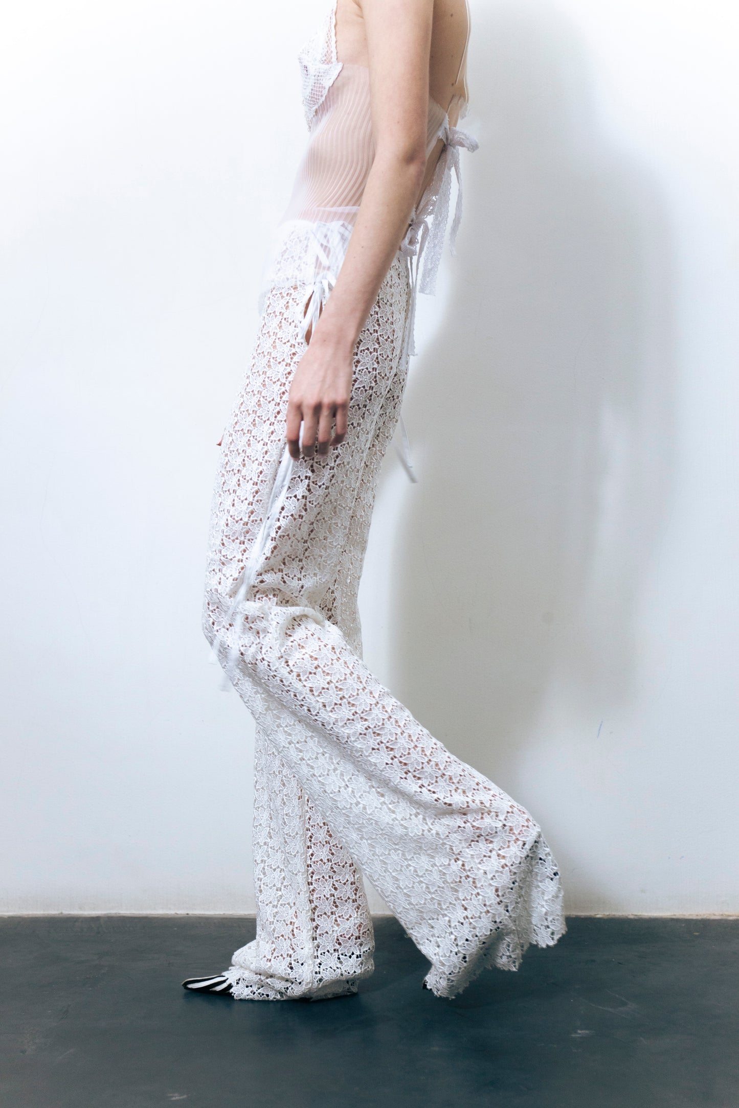 STRAPPY LACE TROUSERS WHITE