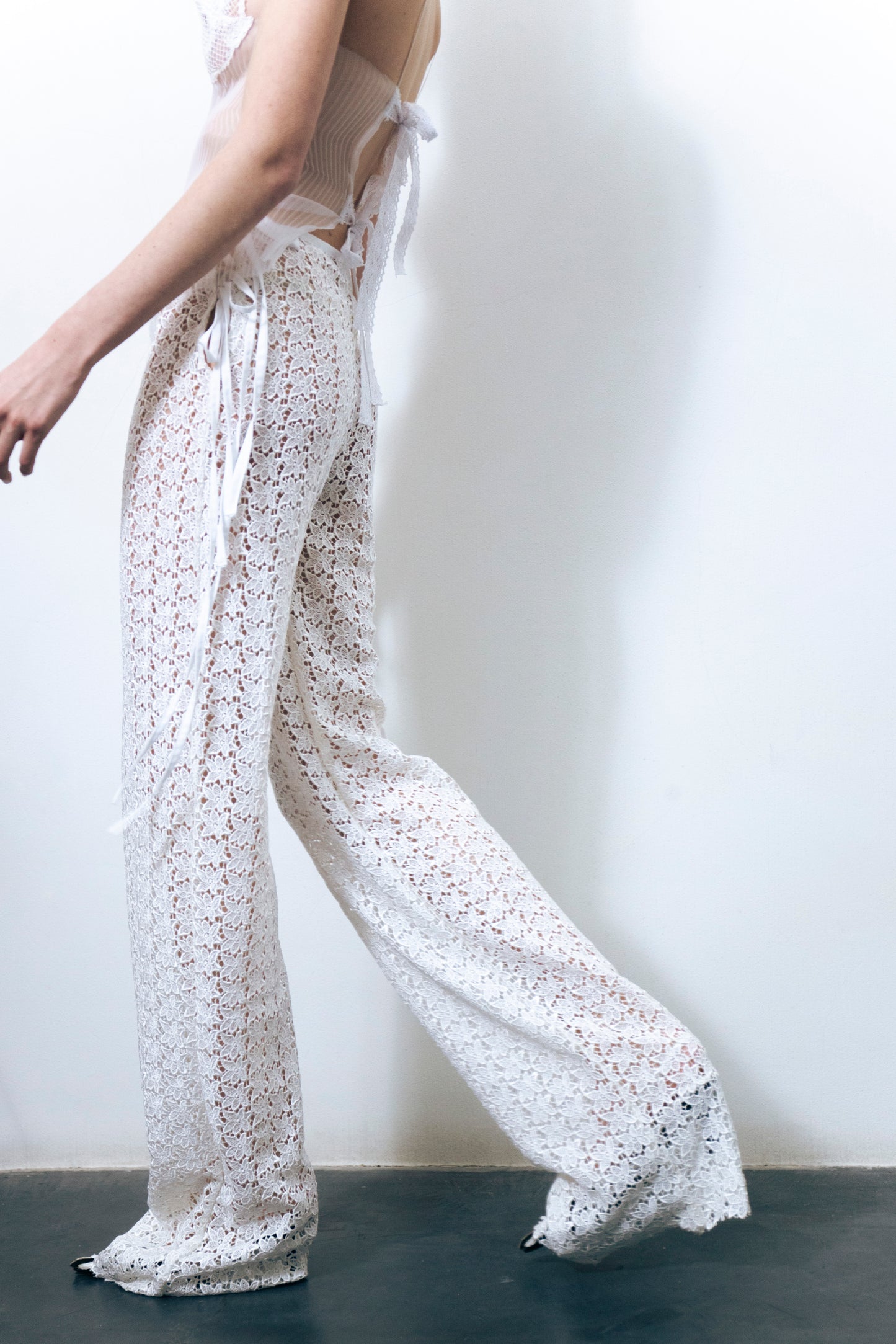 STRAPPY LACE TROUSERS WHITE