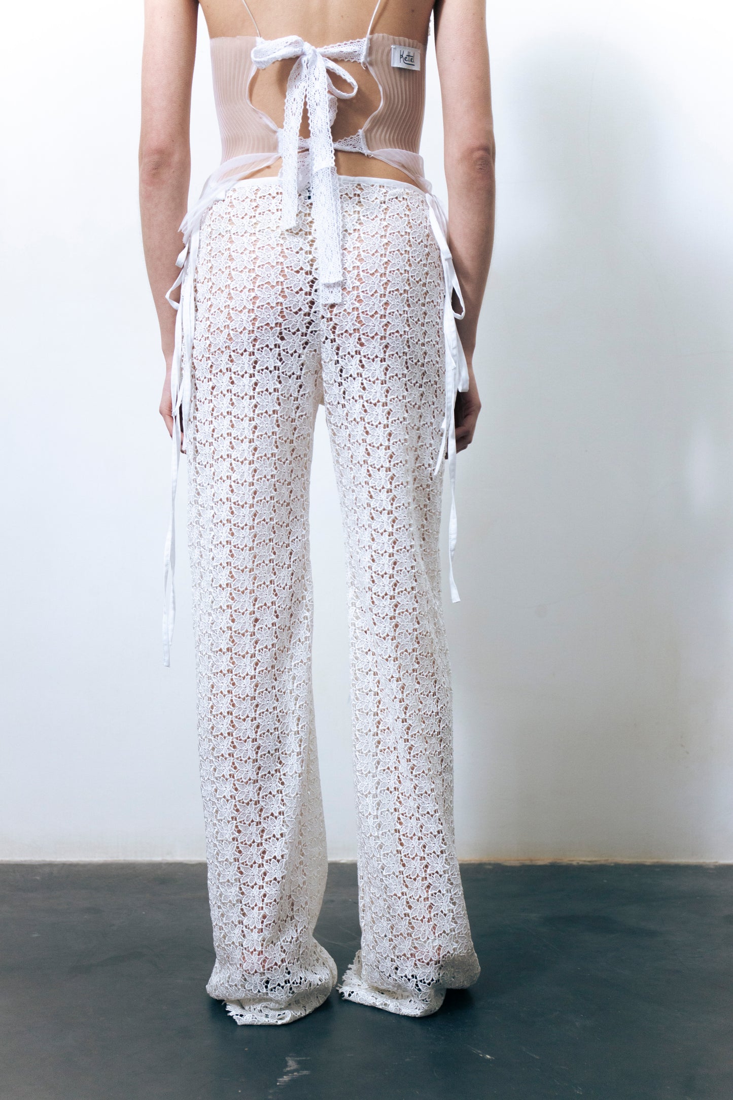 STRAPPY LACE TROUSERS WHITE