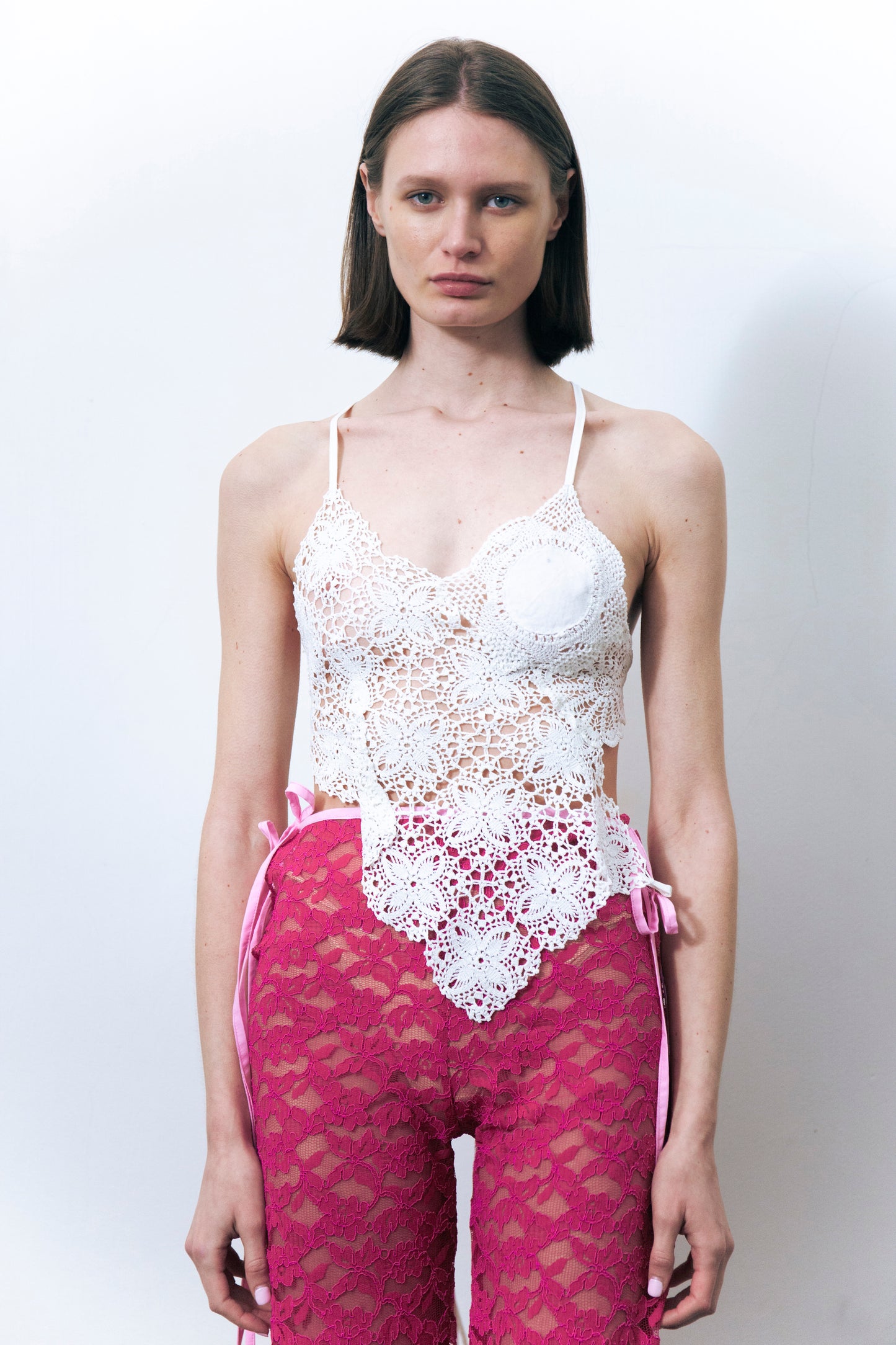 STRAPPY LACE TROUSERS PINK