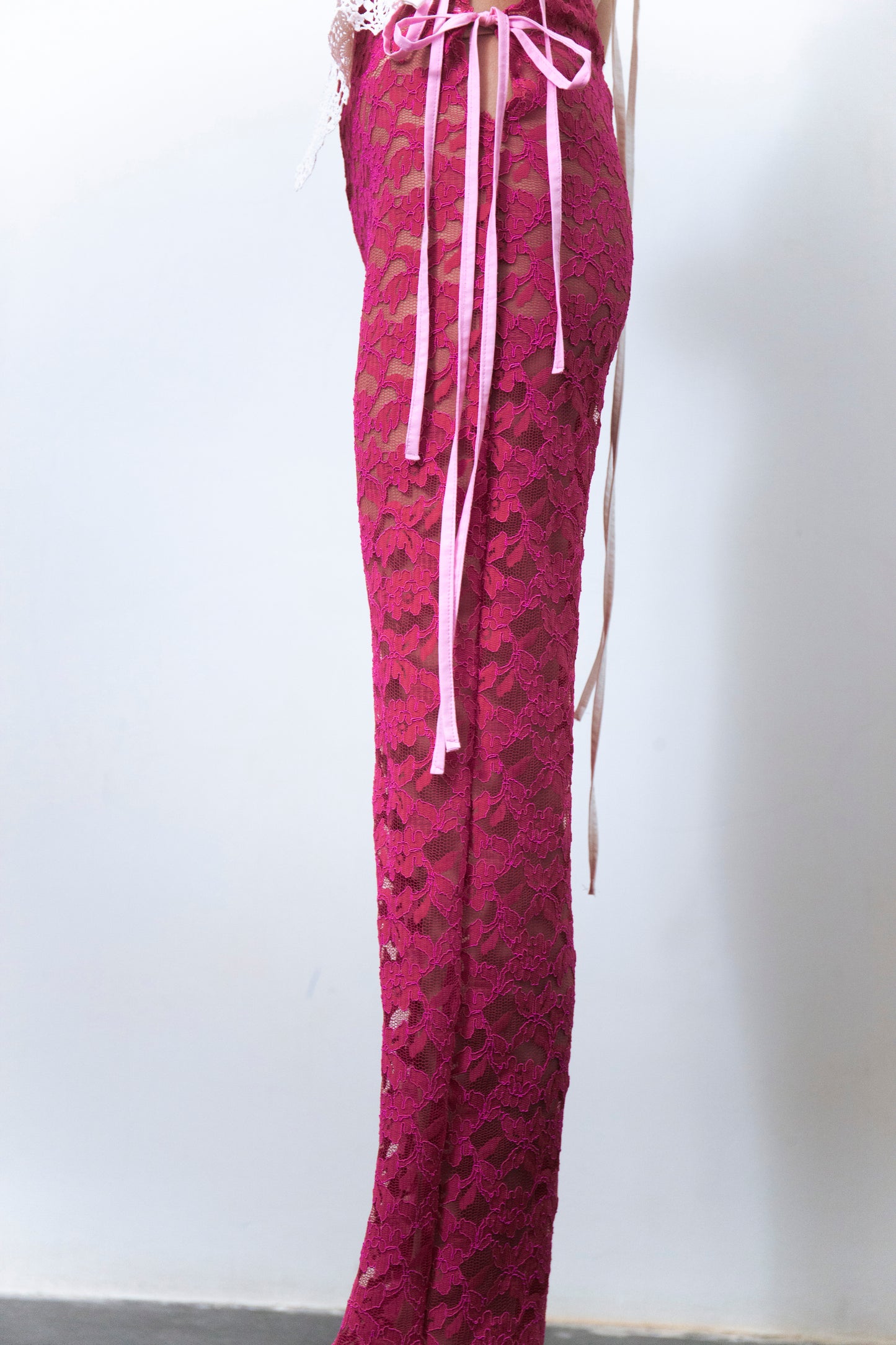 STRAPPY LACE TROUSERS PINK