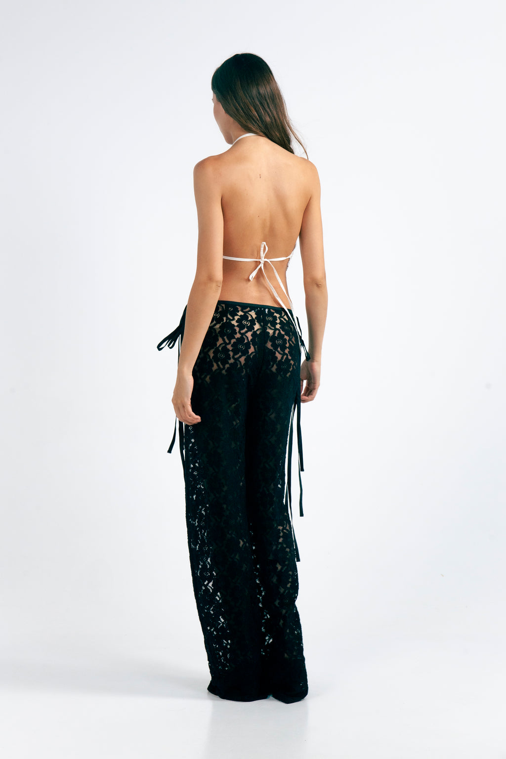 STRAPPY LACE TROUSERS BLACK
