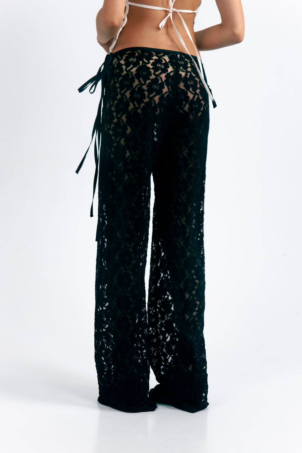 STRAPPY LACE TROUSERS BLACK