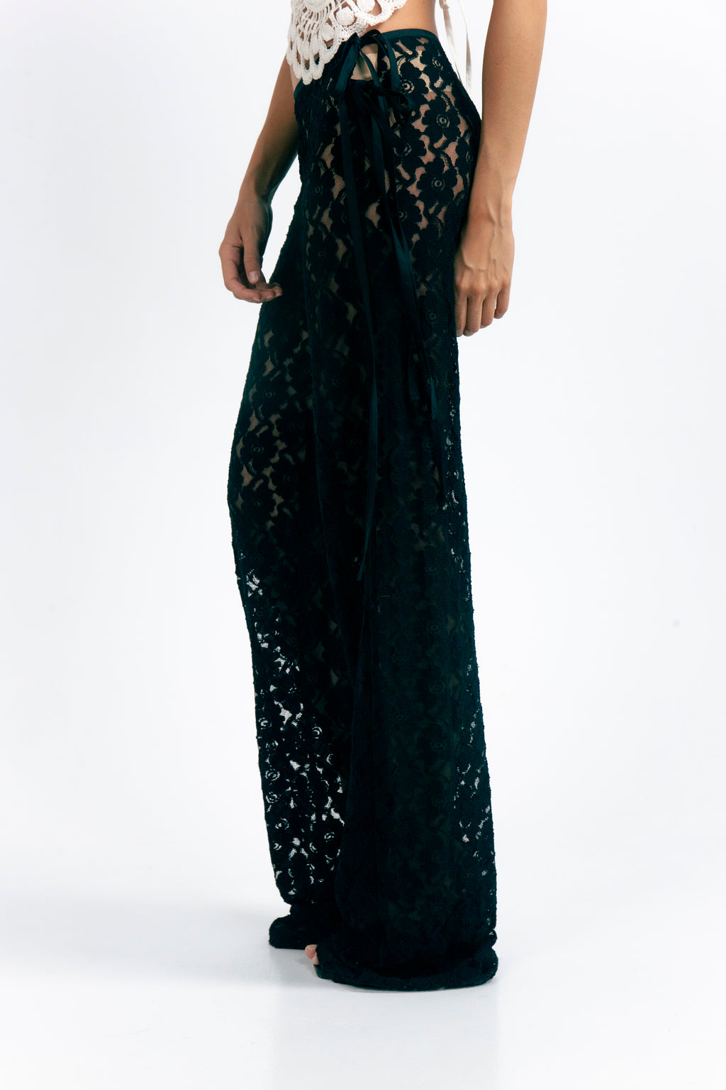 STRAPPY LACE TROUSERS BLACK