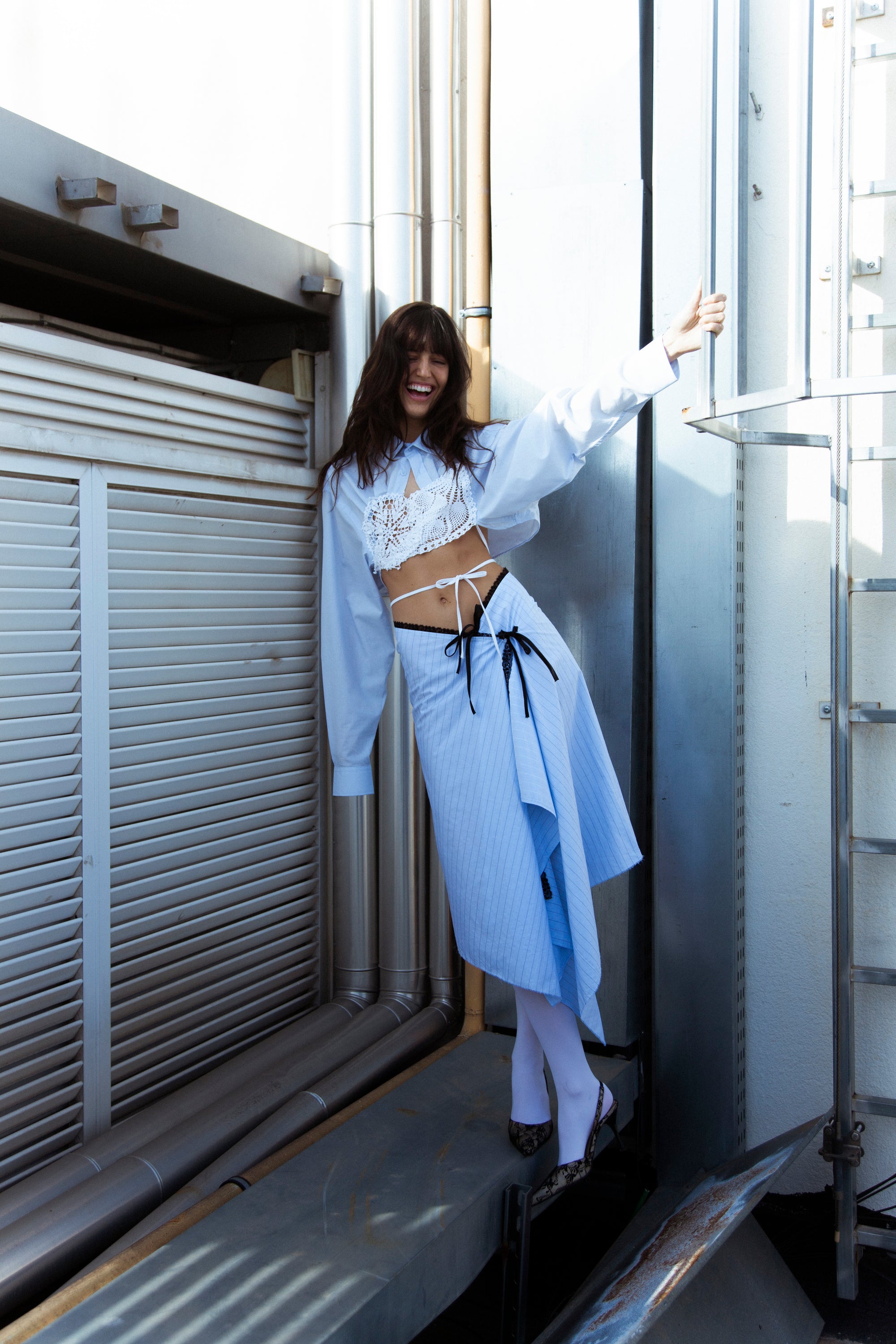 SAVANA BLUE STRIPE SKIRT