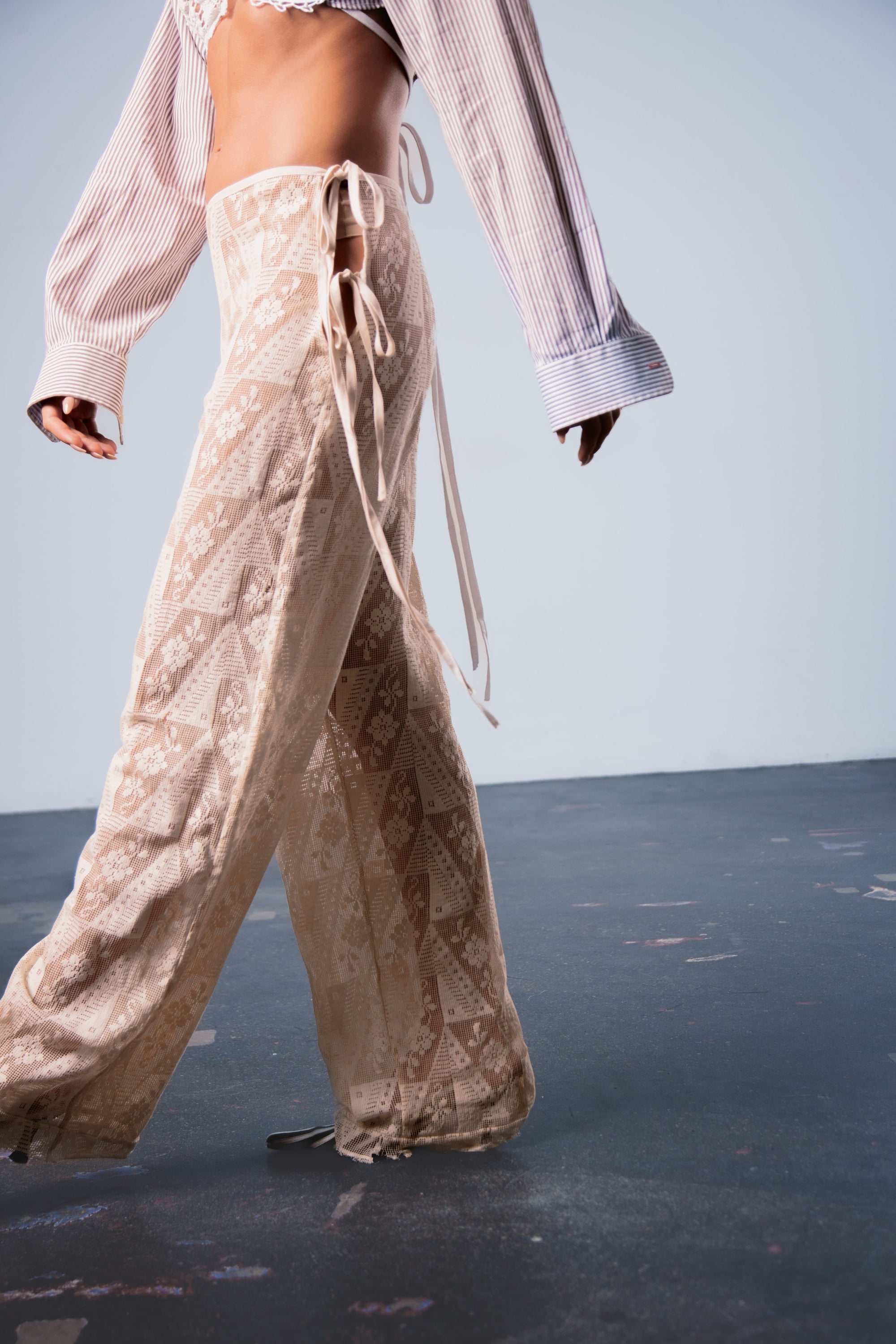 STRAPPY LACE TROUSERS
