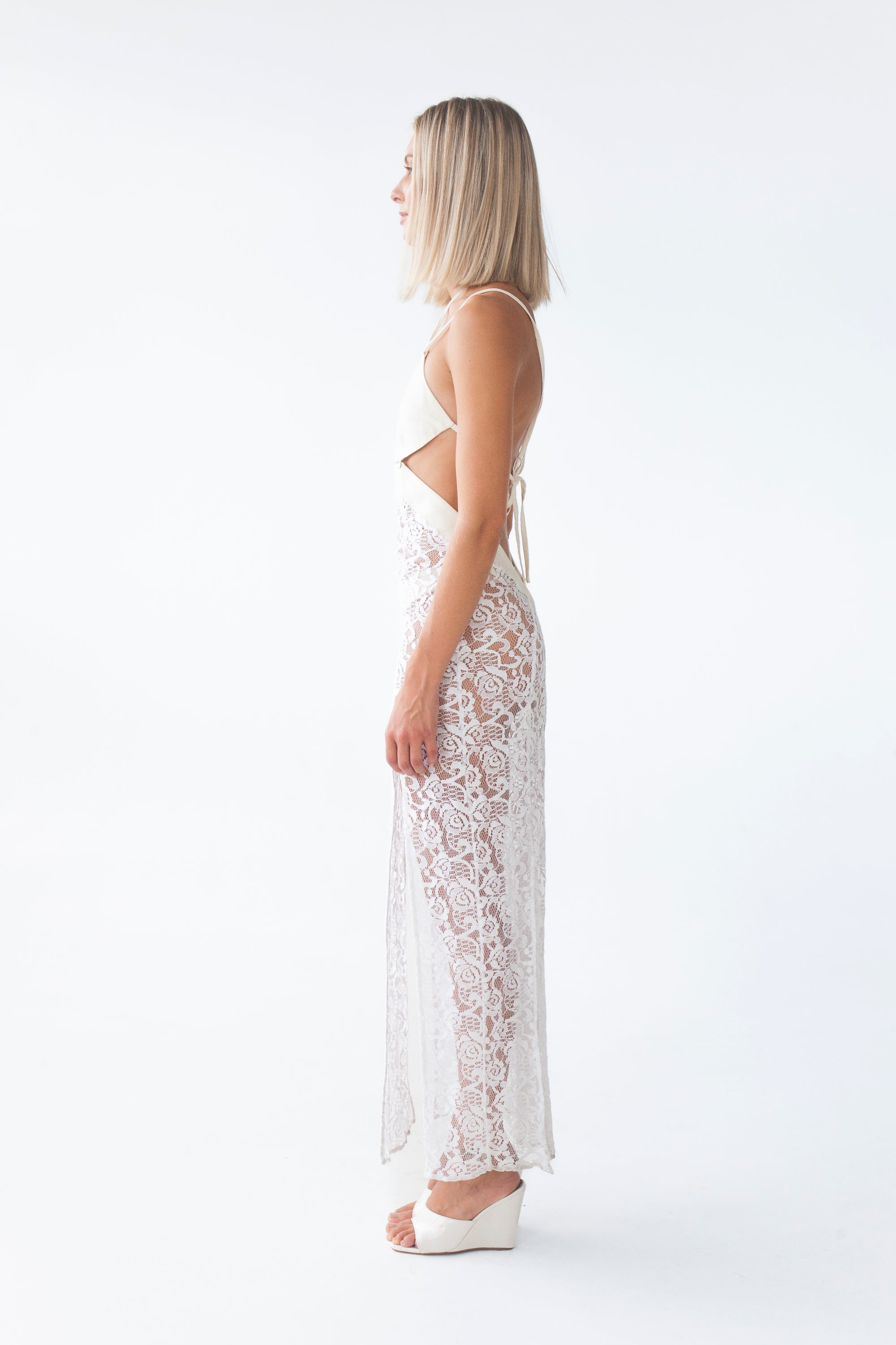 COCO LINEN LACE DRESS