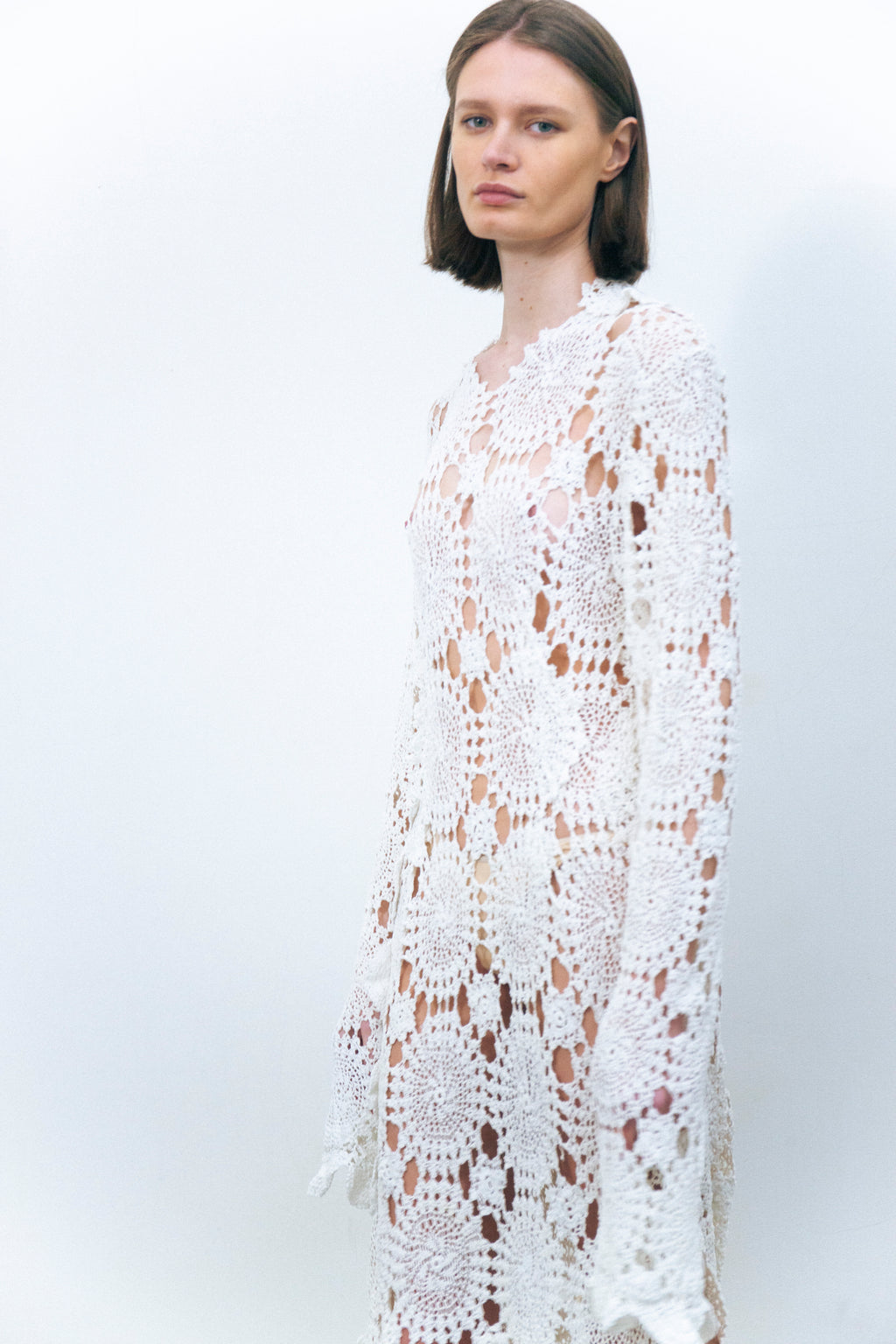 LUMIO CROCHET MAXI DRESS WHITE