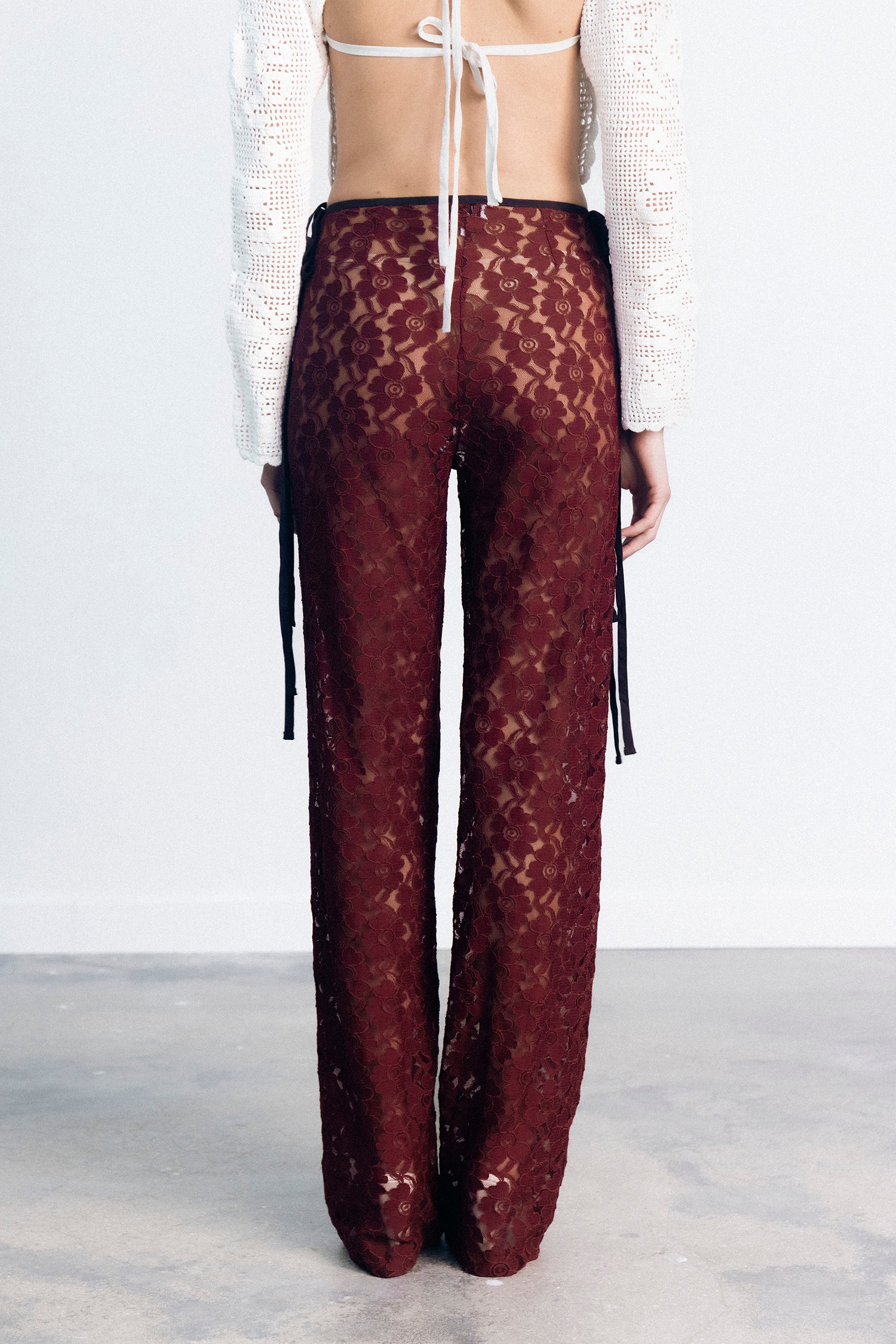STRAPPY LACE TROUSERS