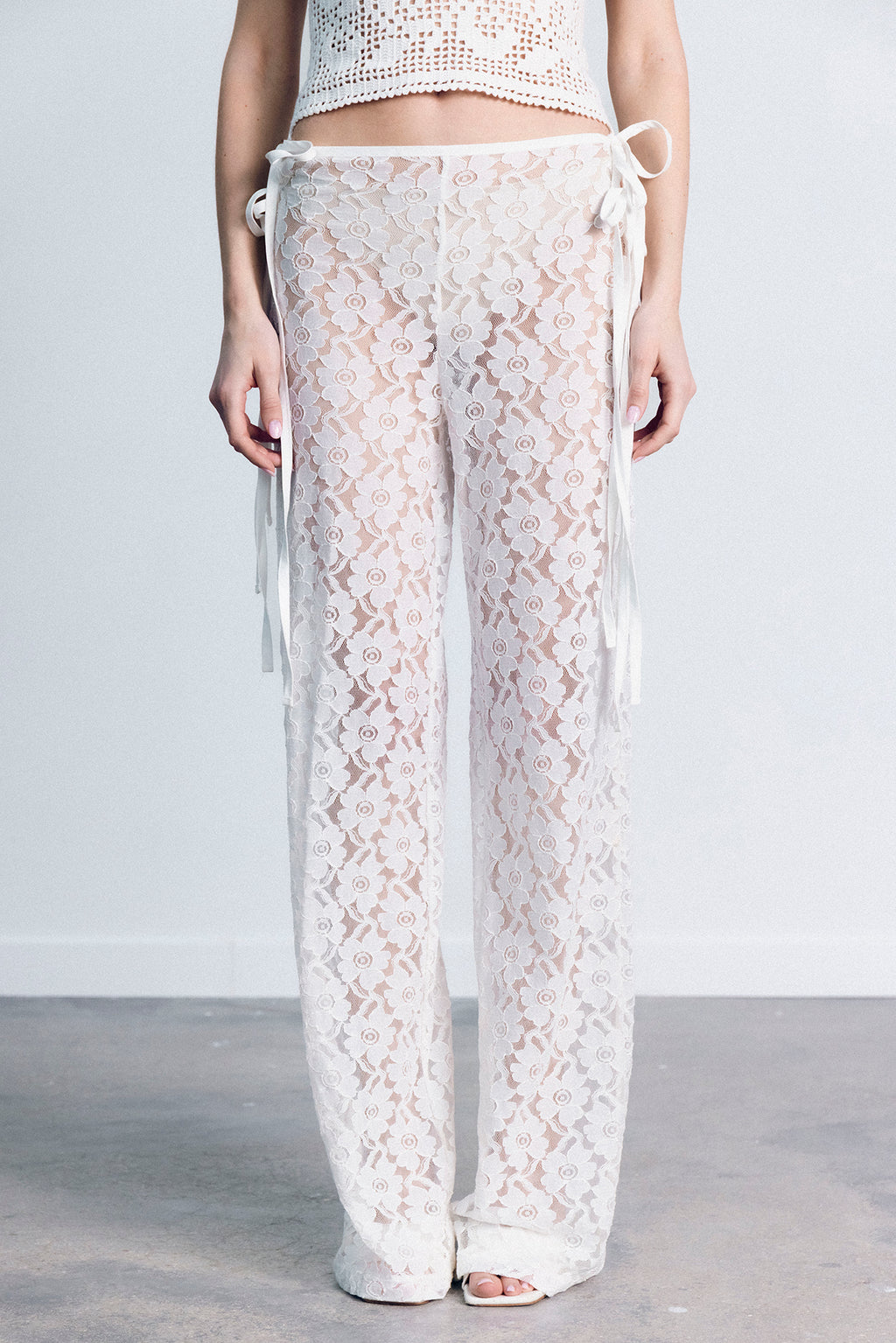 STRAPPY LACE TROUSERS WHITE