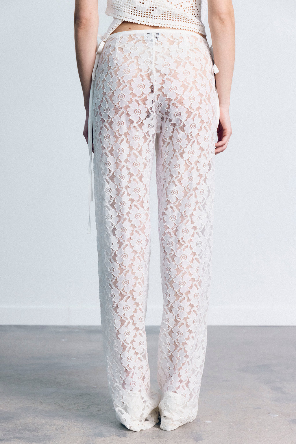 STRAPPY LACE TROUSERS WHITE