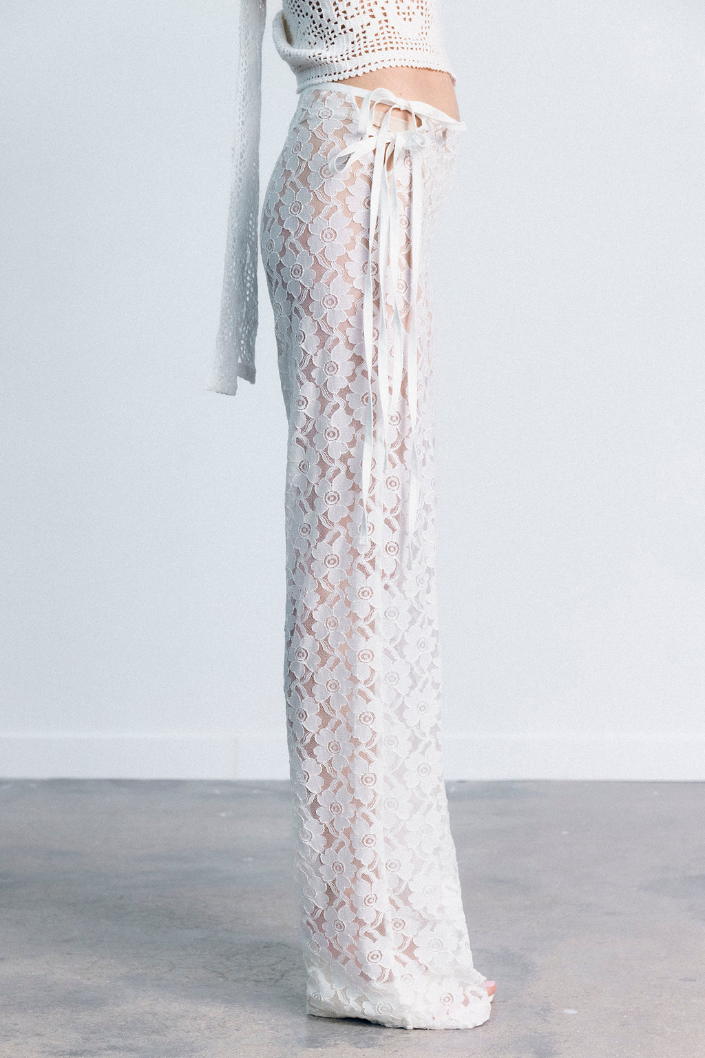 STRAPPY LACE TROUSERS WHITE
