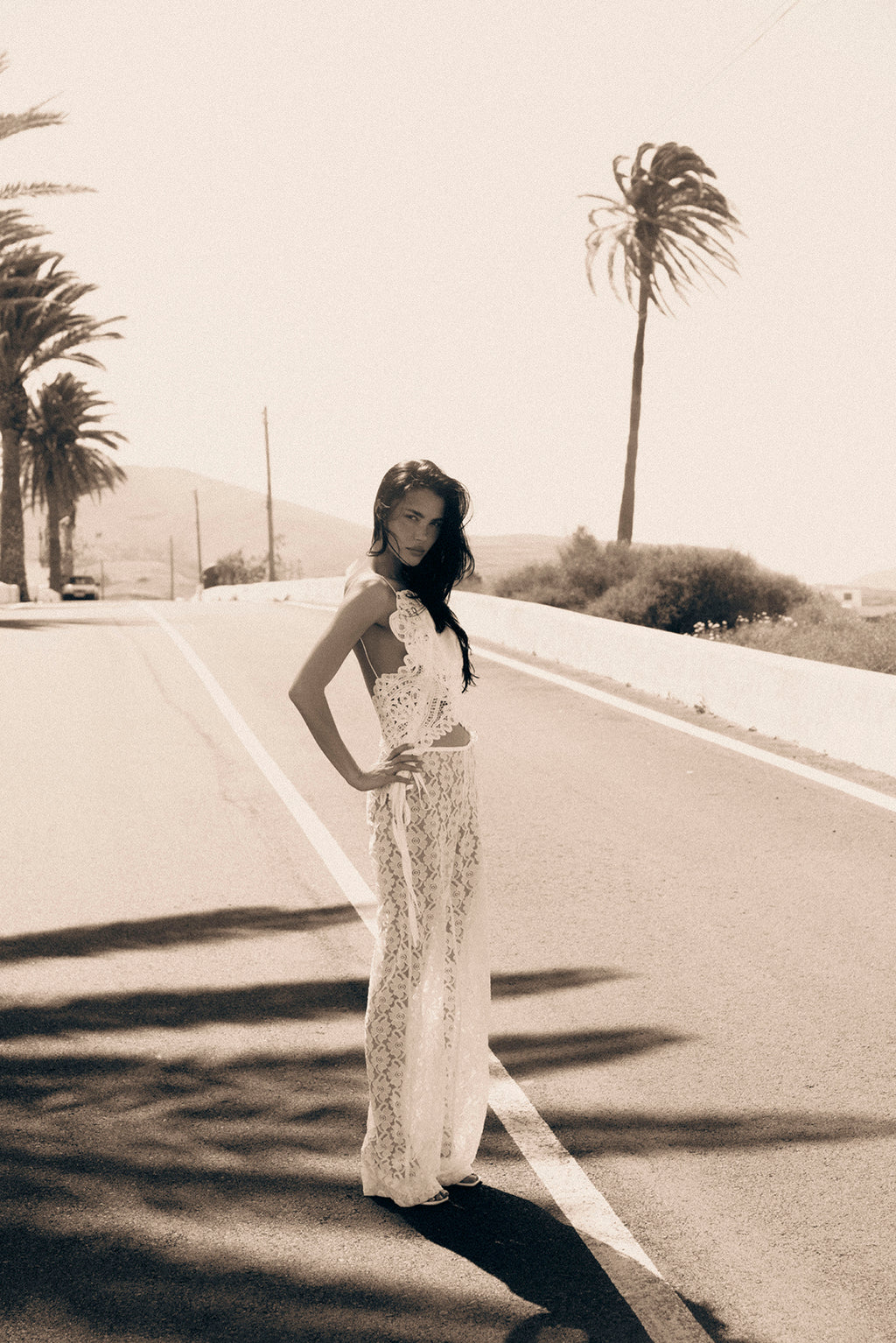 STRAPPY LACE TROUSERS WHITE