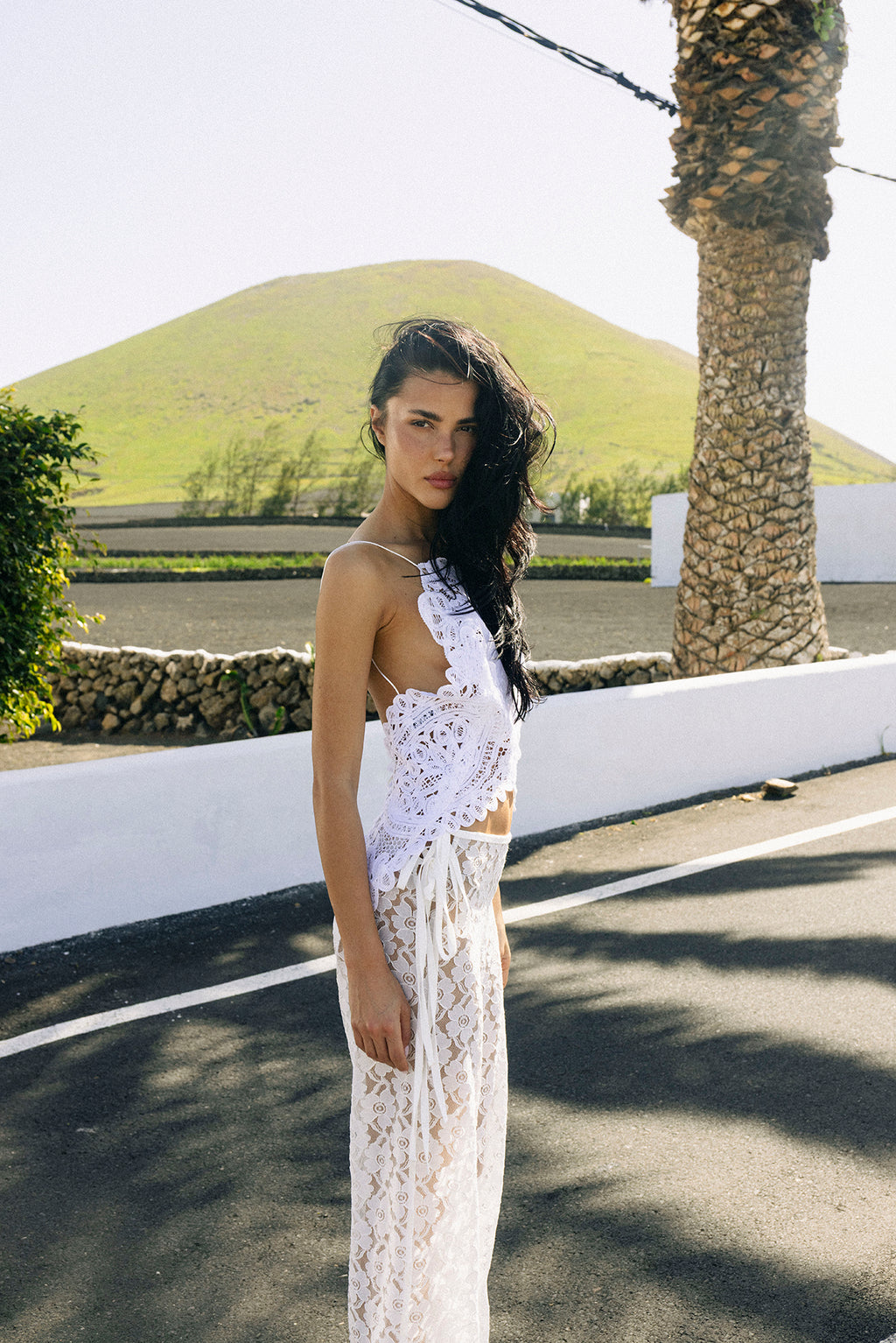 STRAPPY LACE TROUSERS WHITE