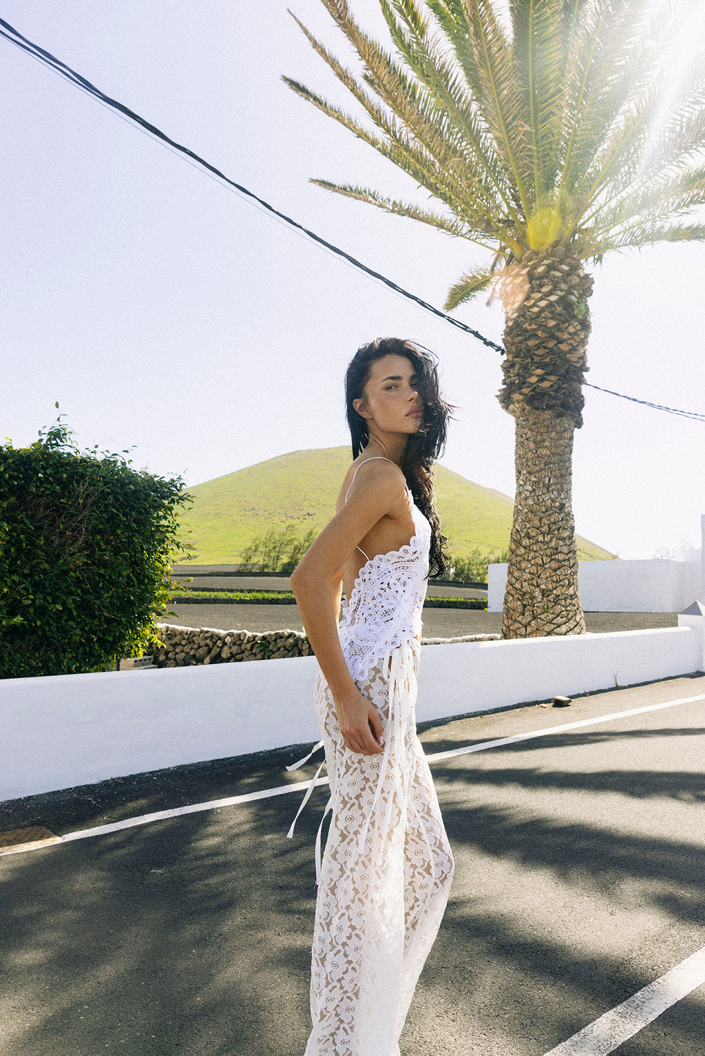 STRAPPY LACE TROUSERS WHITE