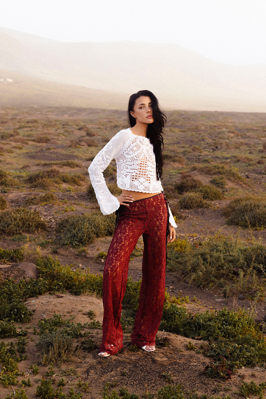 STRAPPY LACE TROUSERS