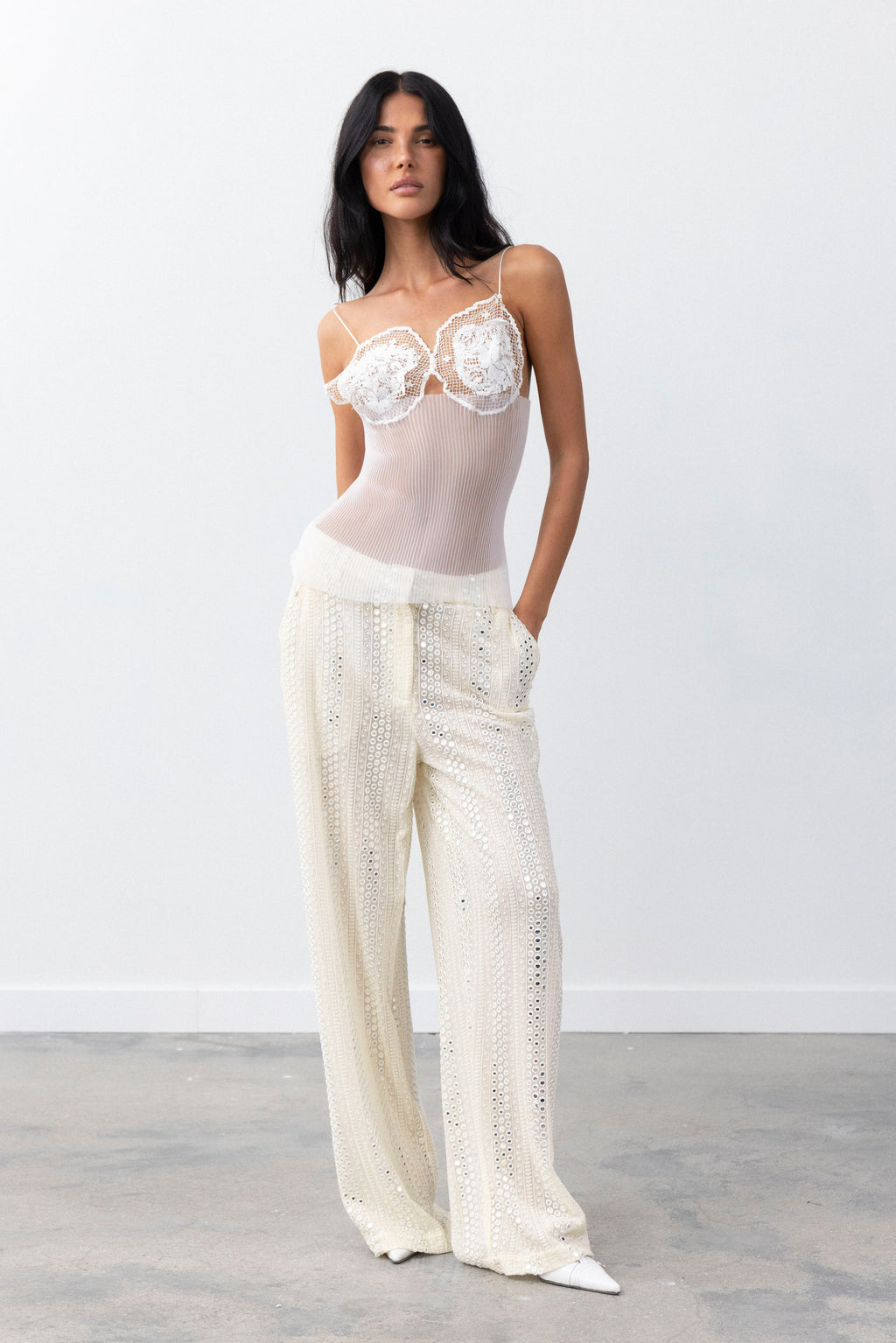 MIRROR TROUSERS CREAM