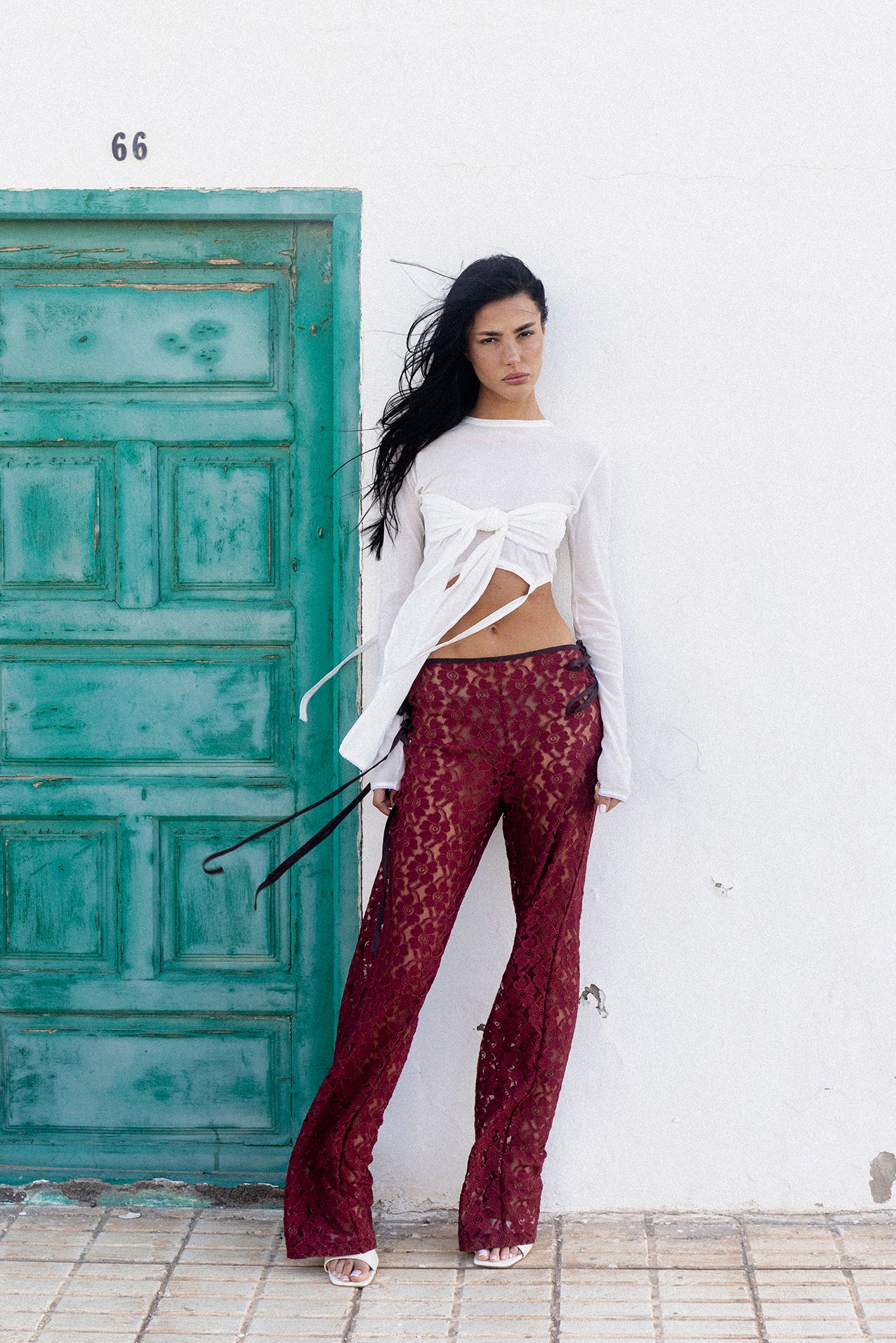 STRAPPY LACE TROUSERS