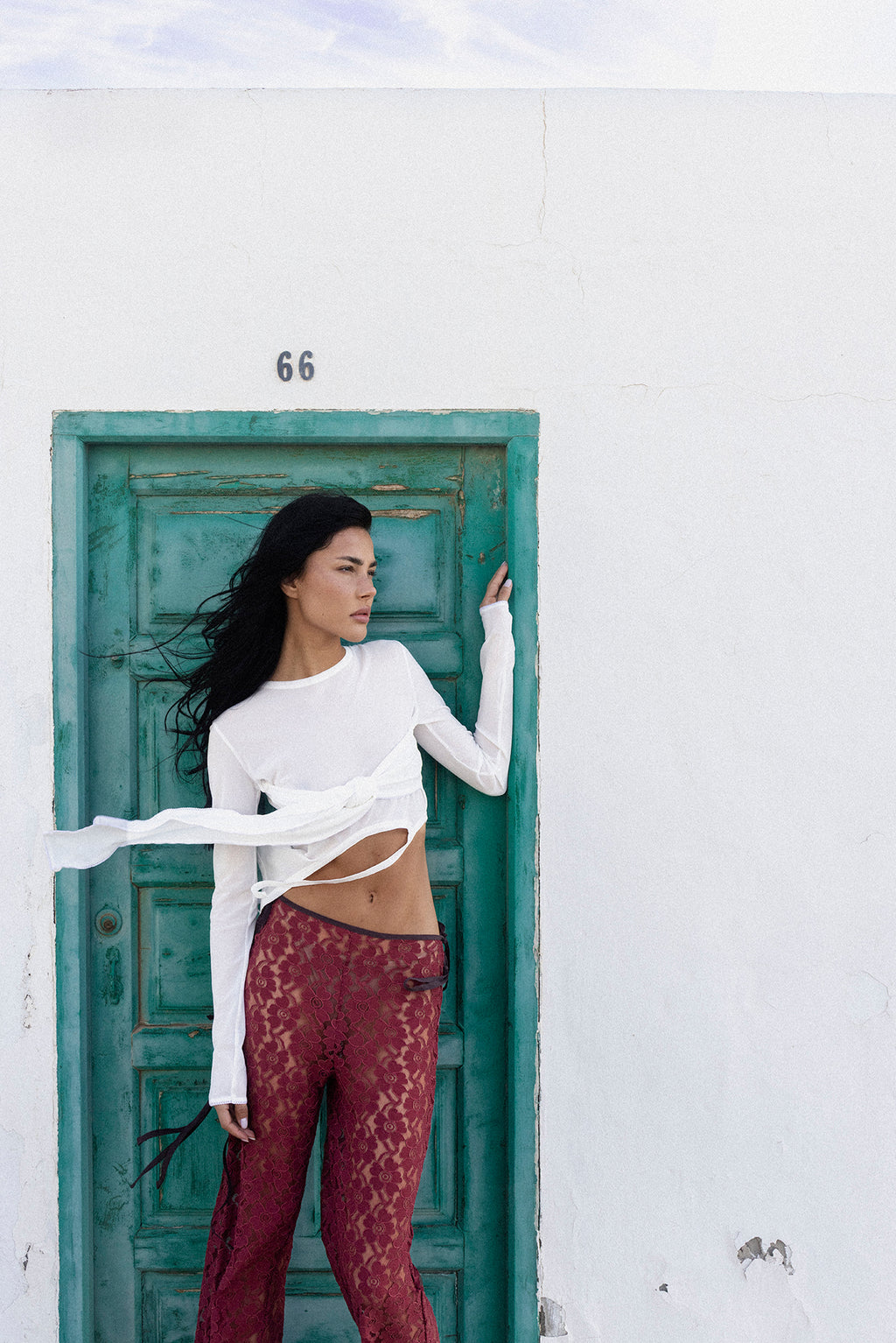 STRAPPY LACE TROUSERS