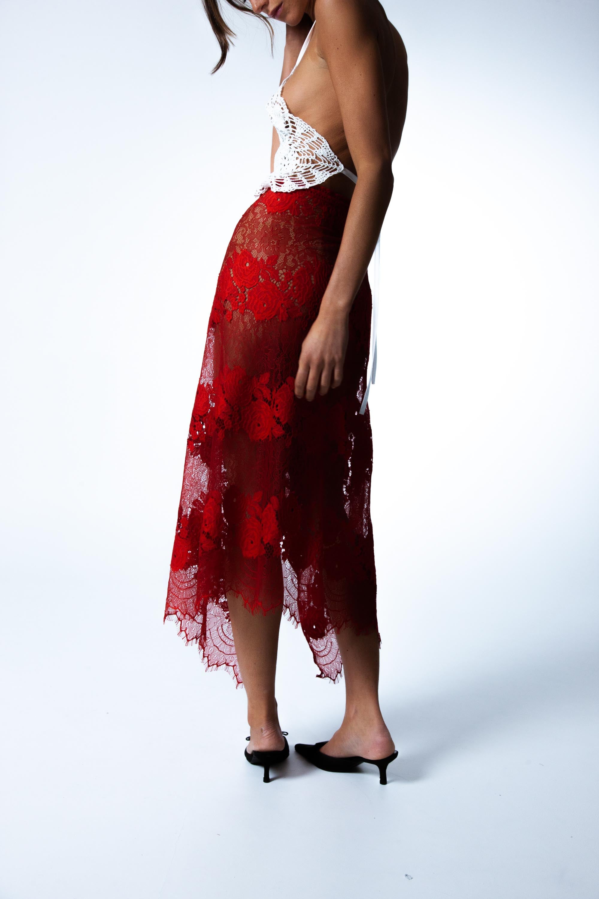 SAVANA LACE SKIRT RED