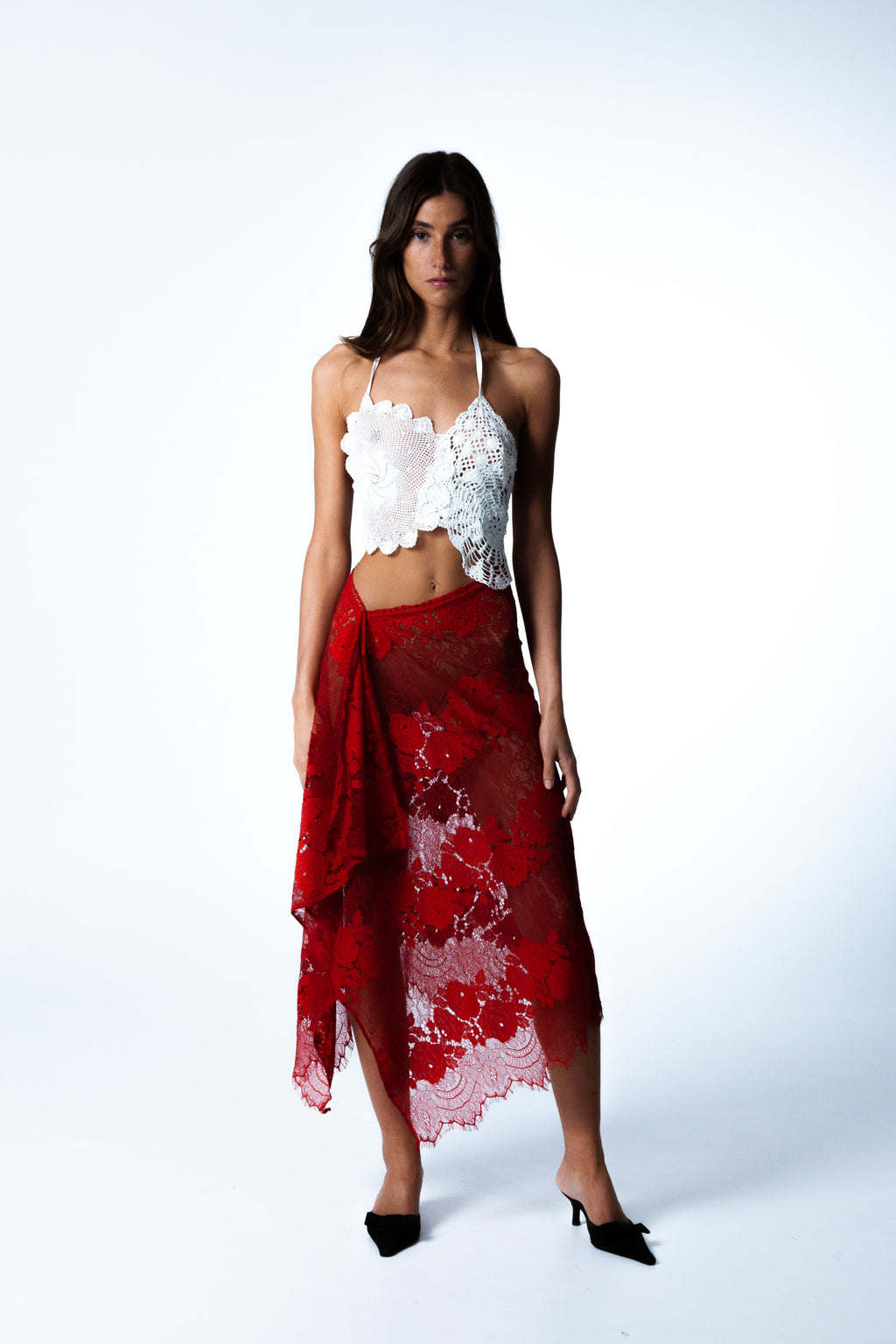 SAVANA LACE SKIRT RED
