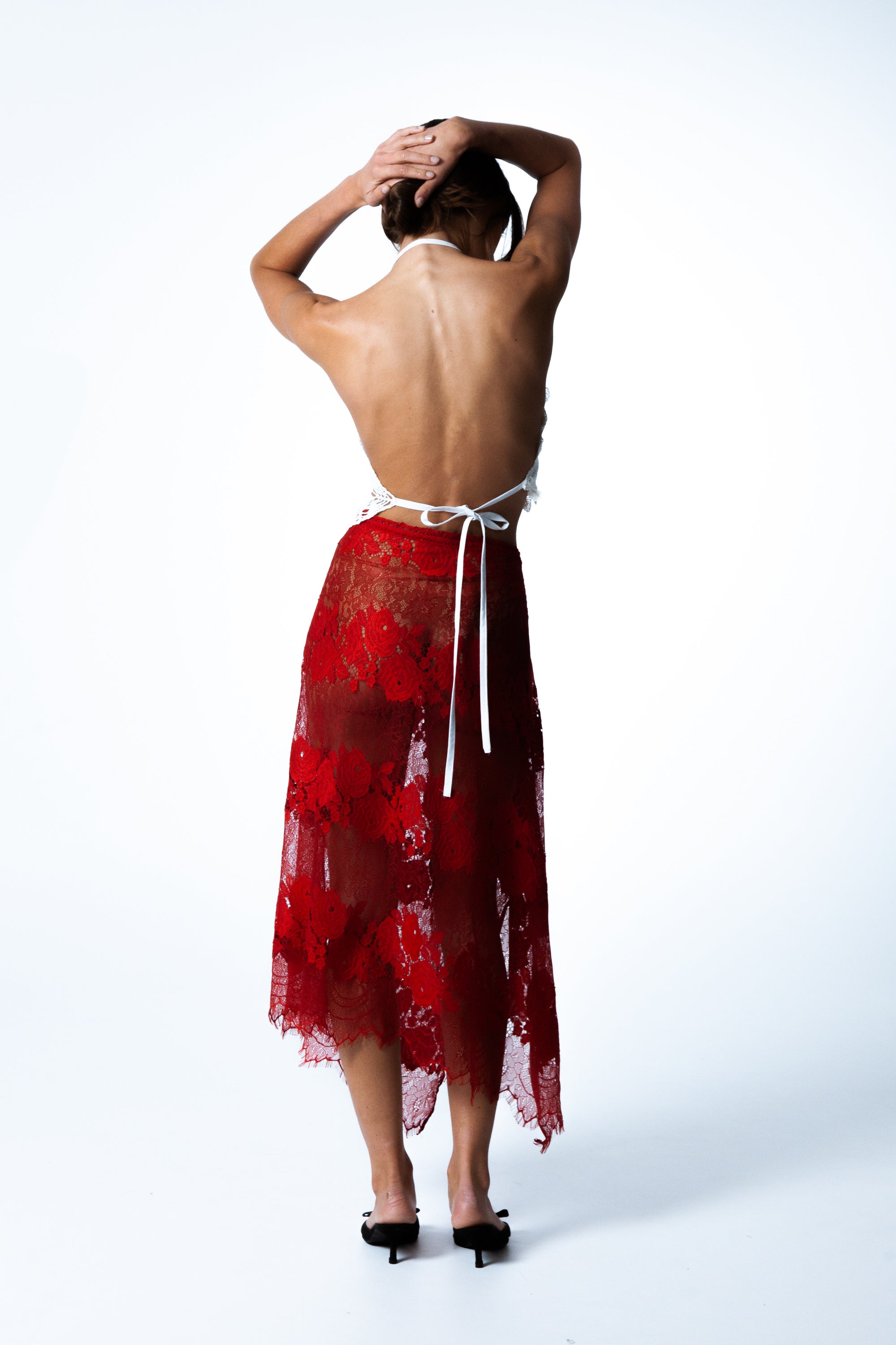 SAVANA LACE SKIRT RED