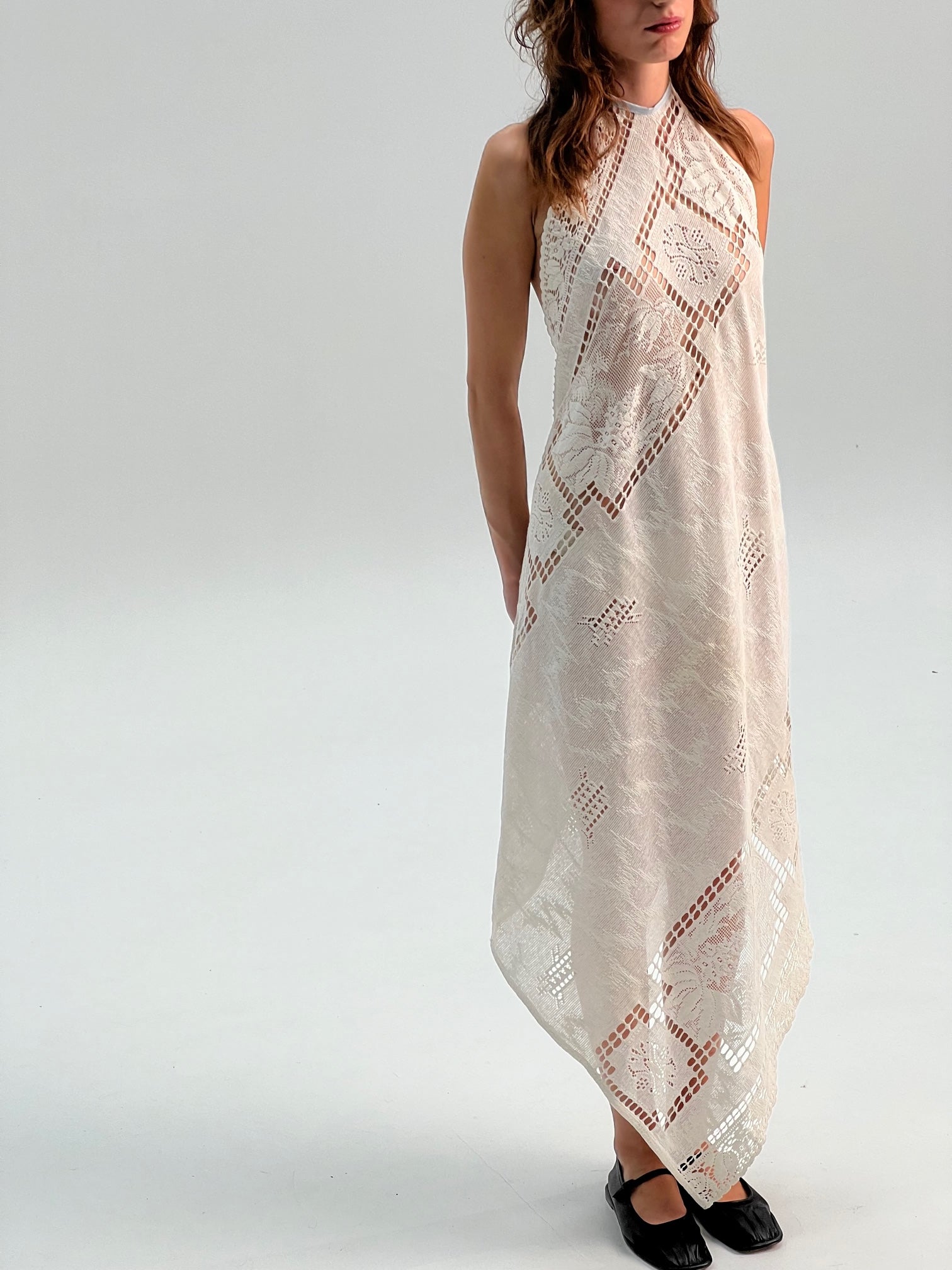HANDKERCHIEF MIDI HALTER DRESS