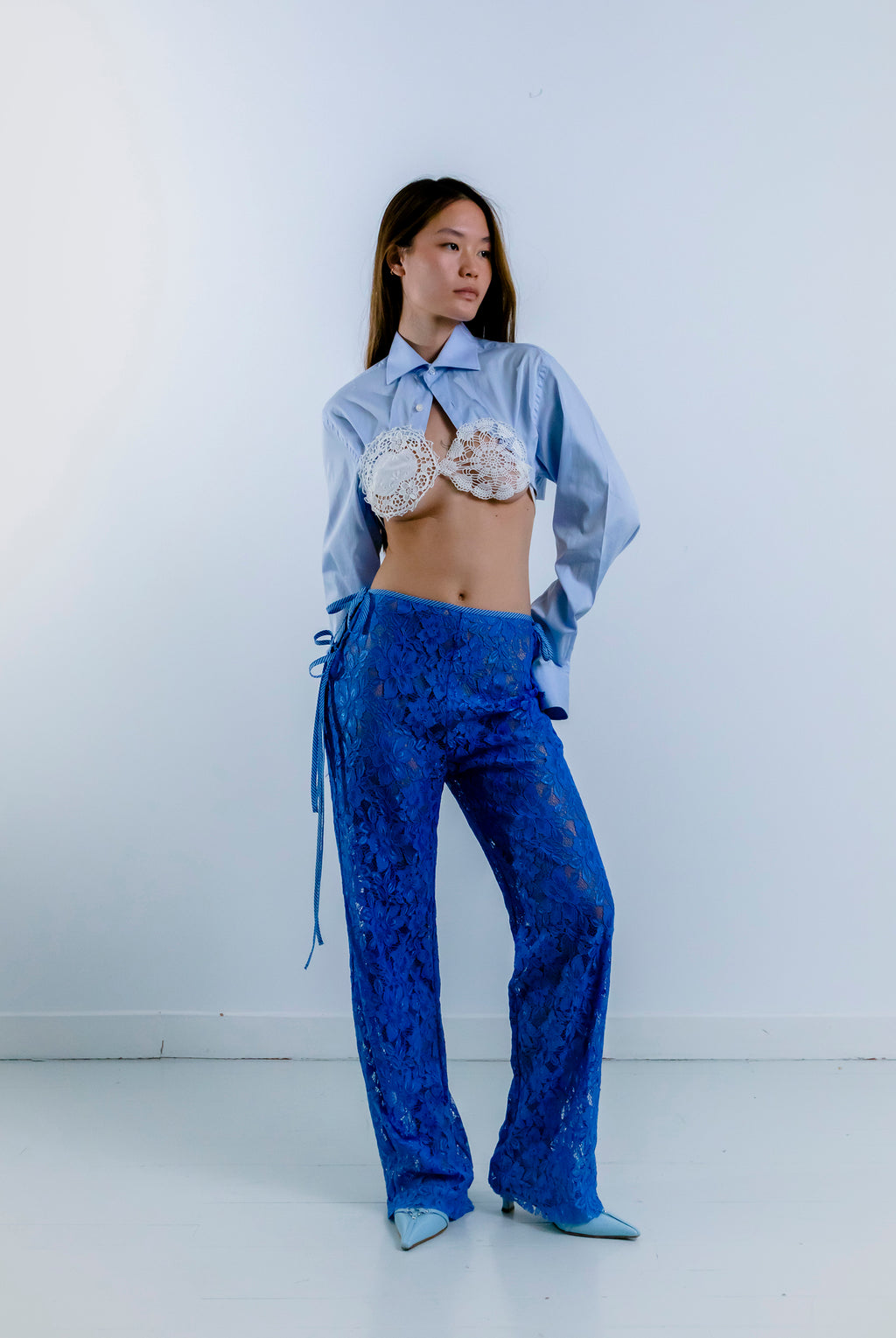 STRAPPY LACE TROUSERS