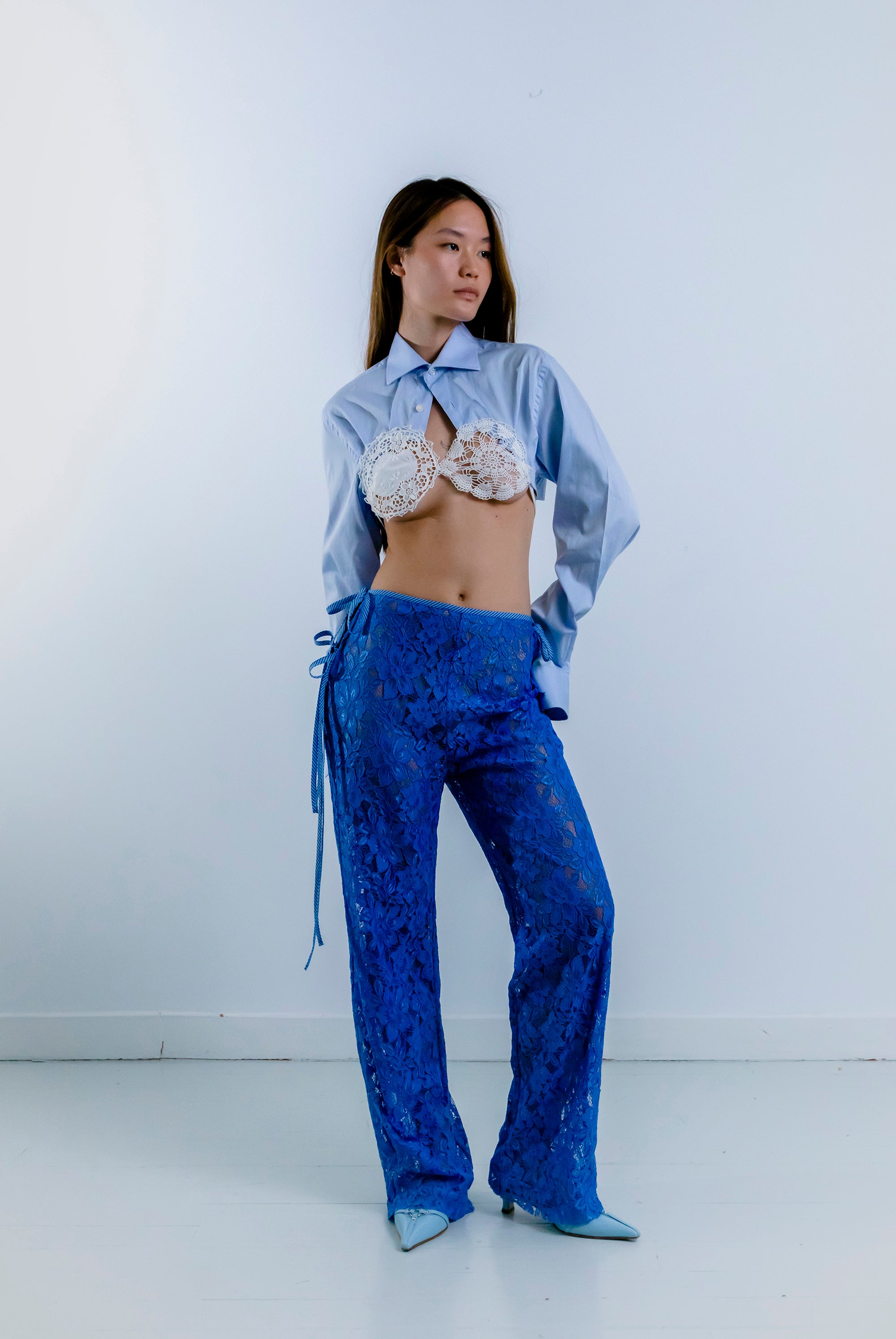 STRAPPY LACE TROUSERS