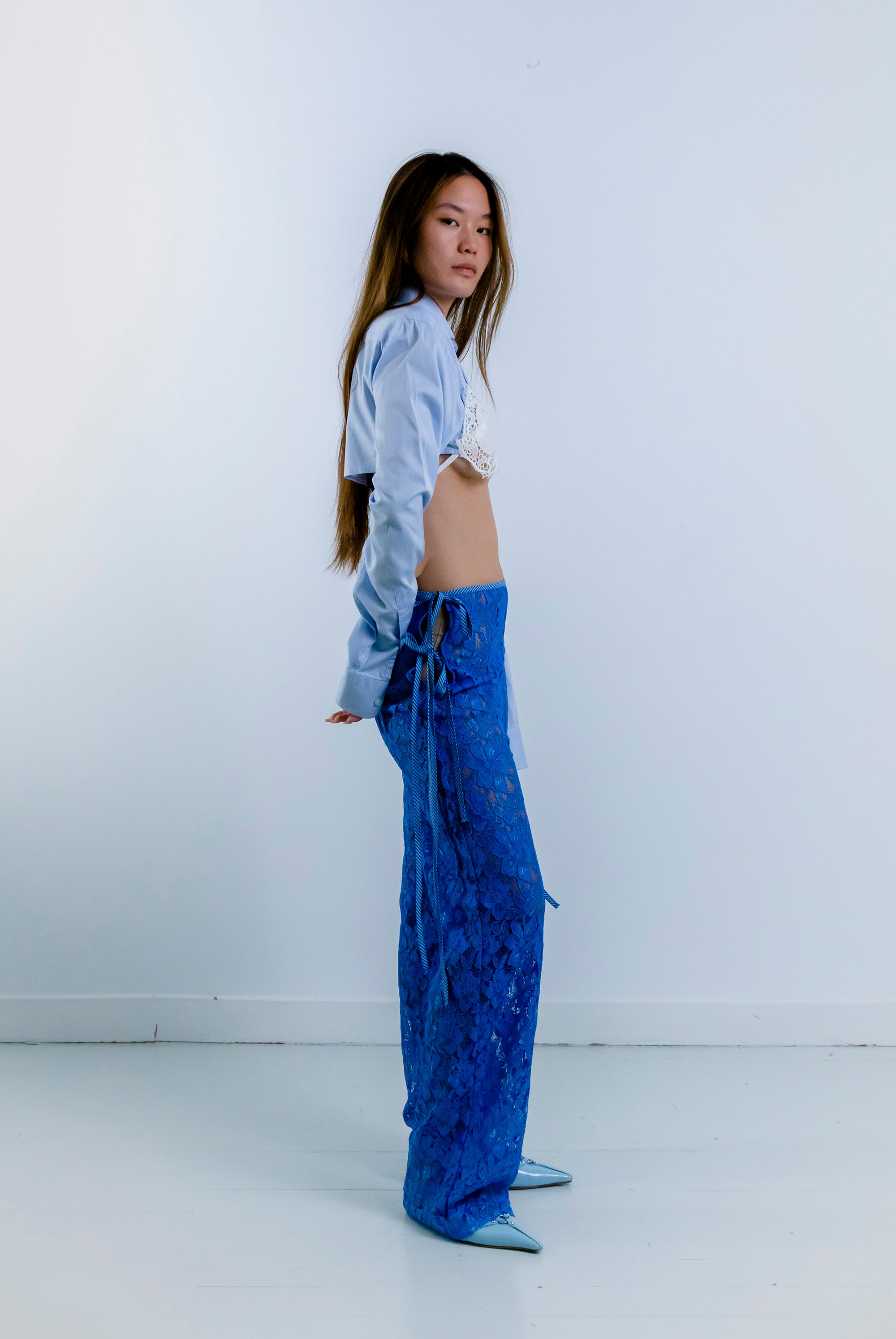 STRAPPY LACE TROUSERS