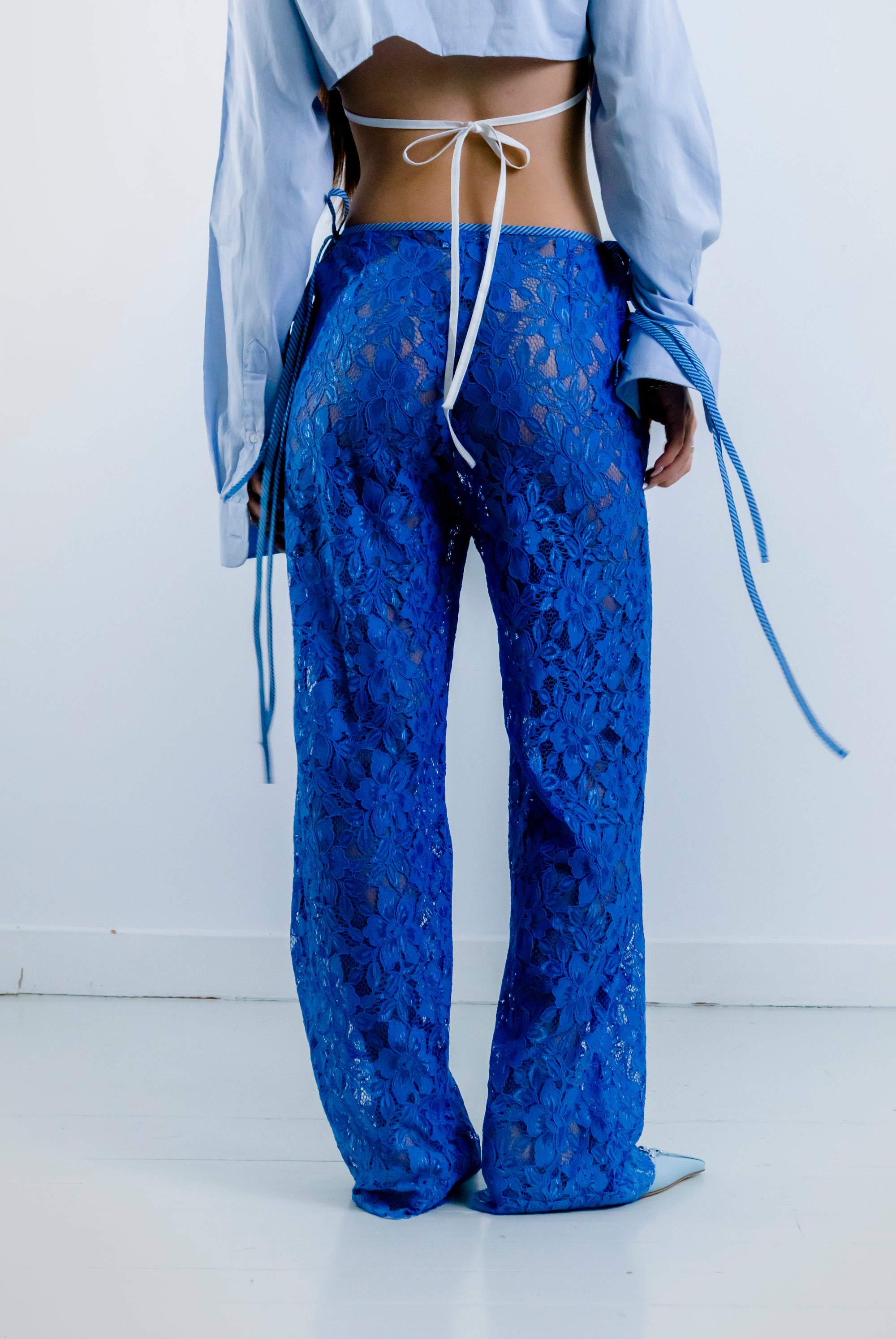STRAPPY LACE TROUSERS