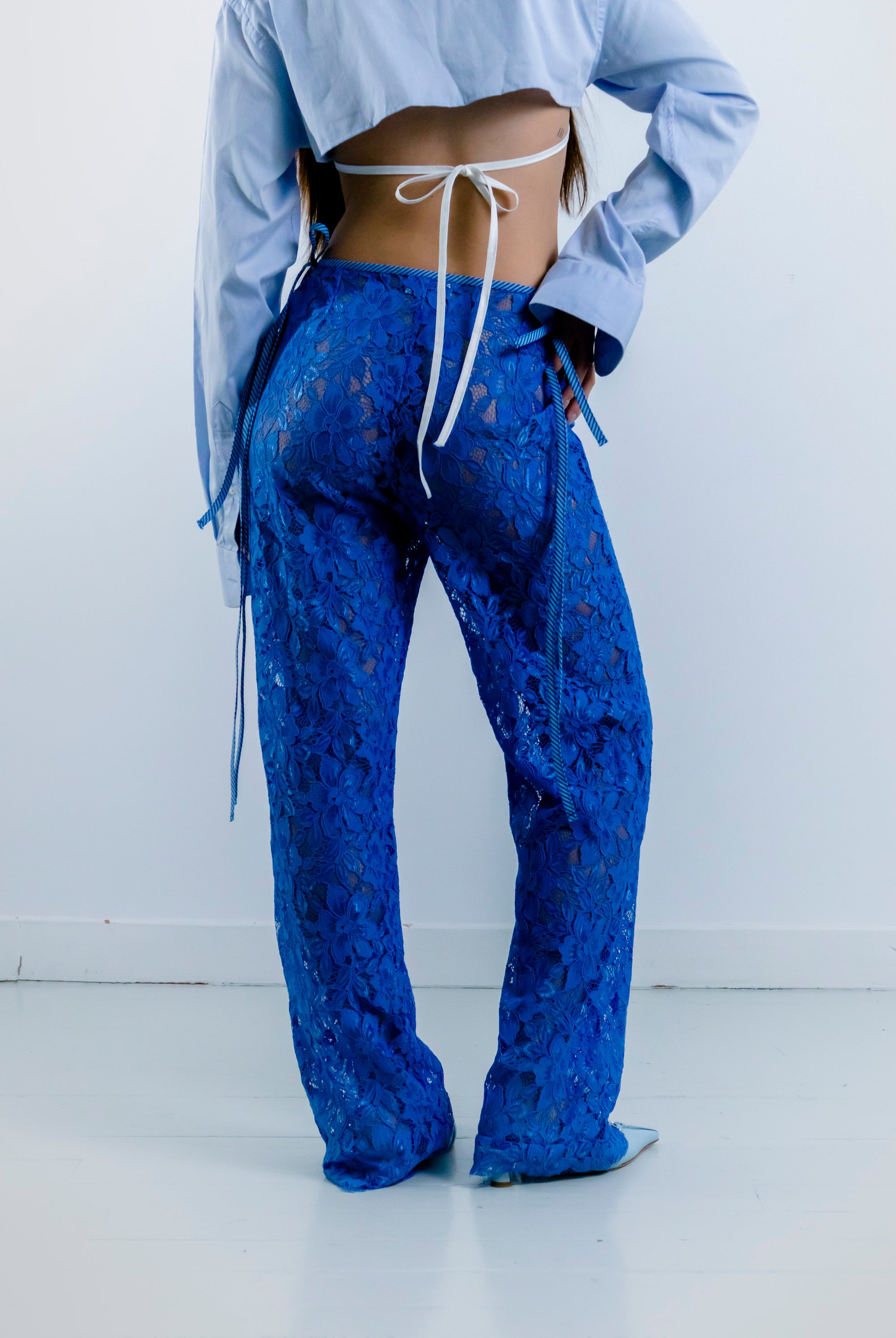 STRAPPY LACE TROUSERS