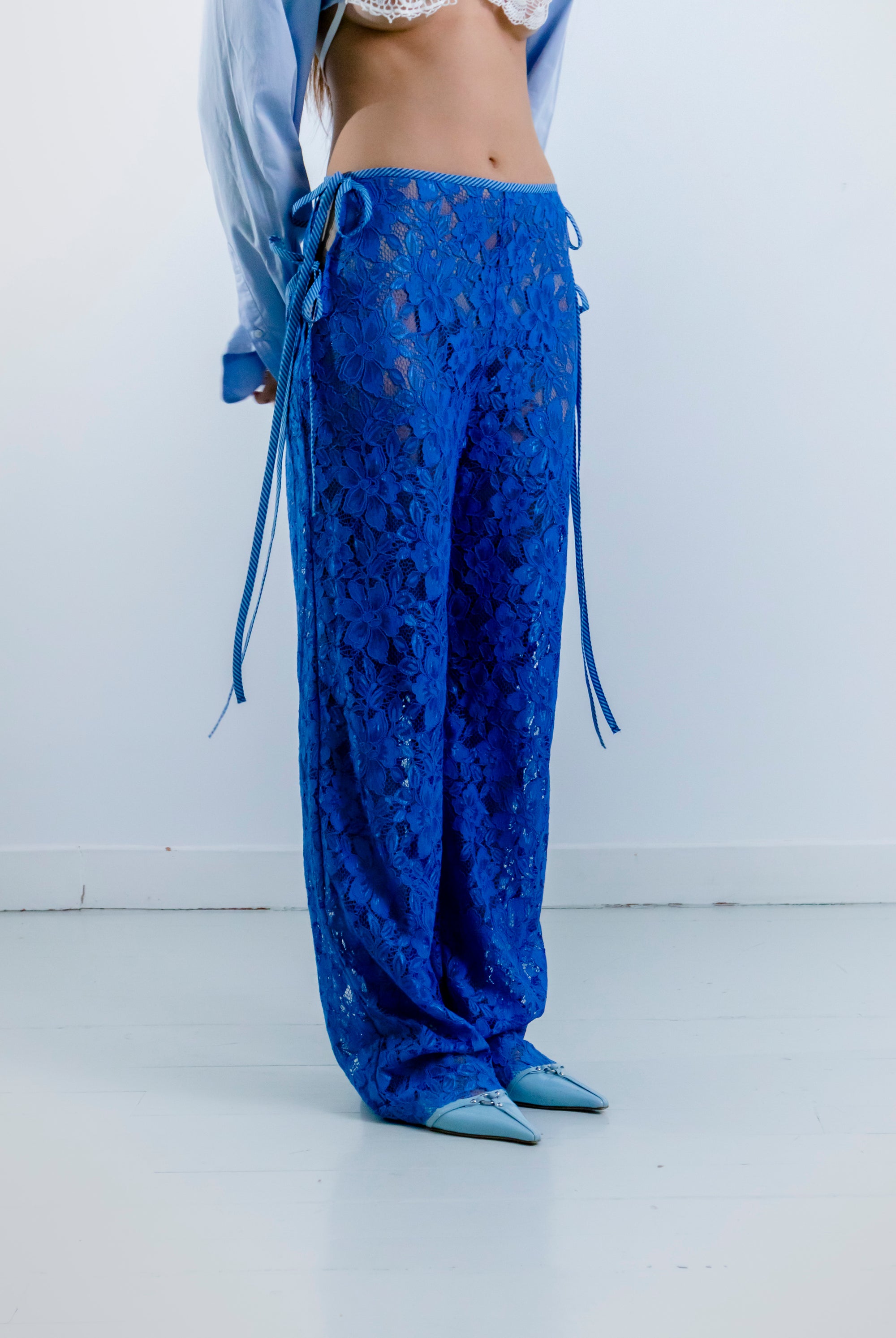 STRAPPY LACE TROUSERS