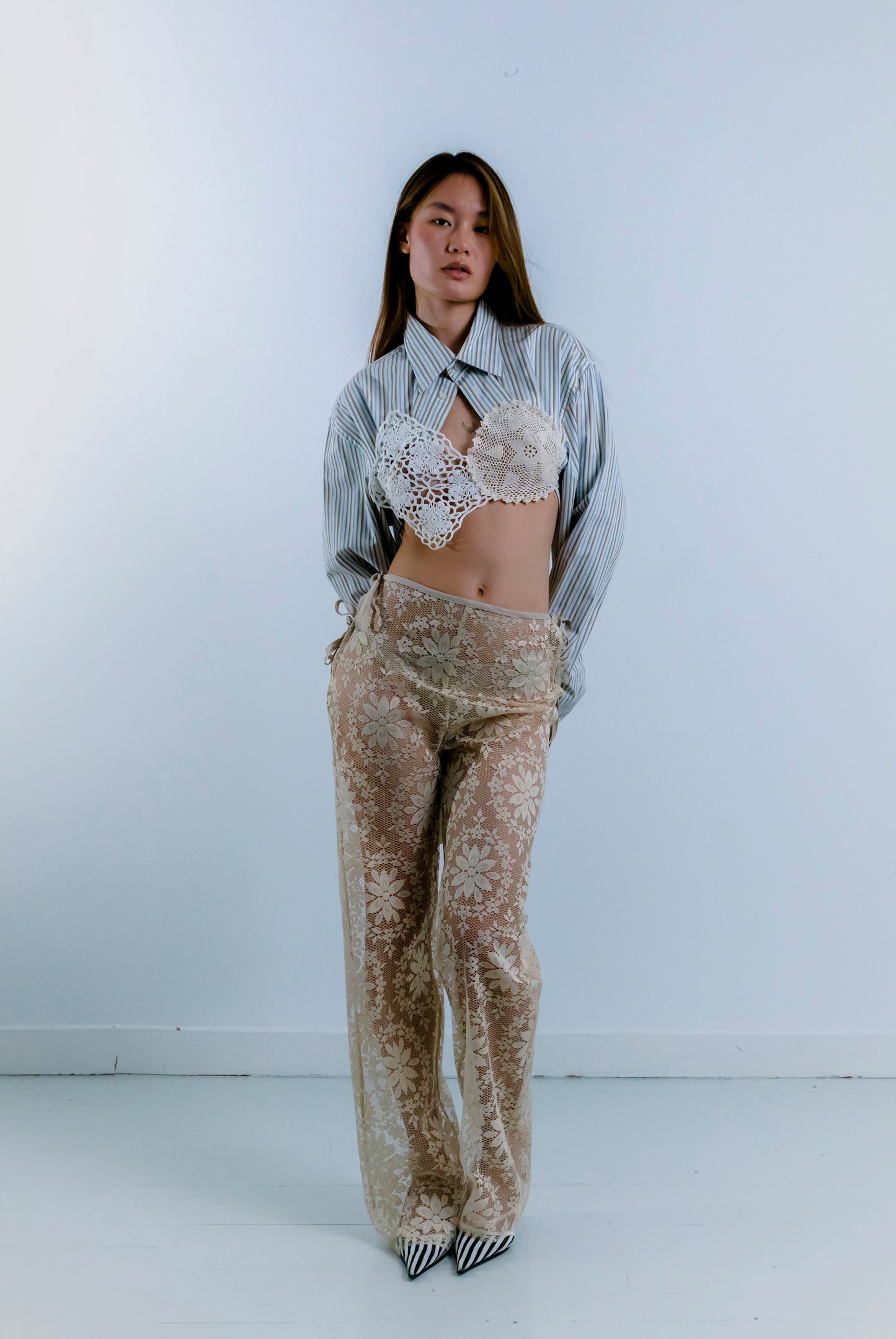 STRAPPY LACE TROUSERS