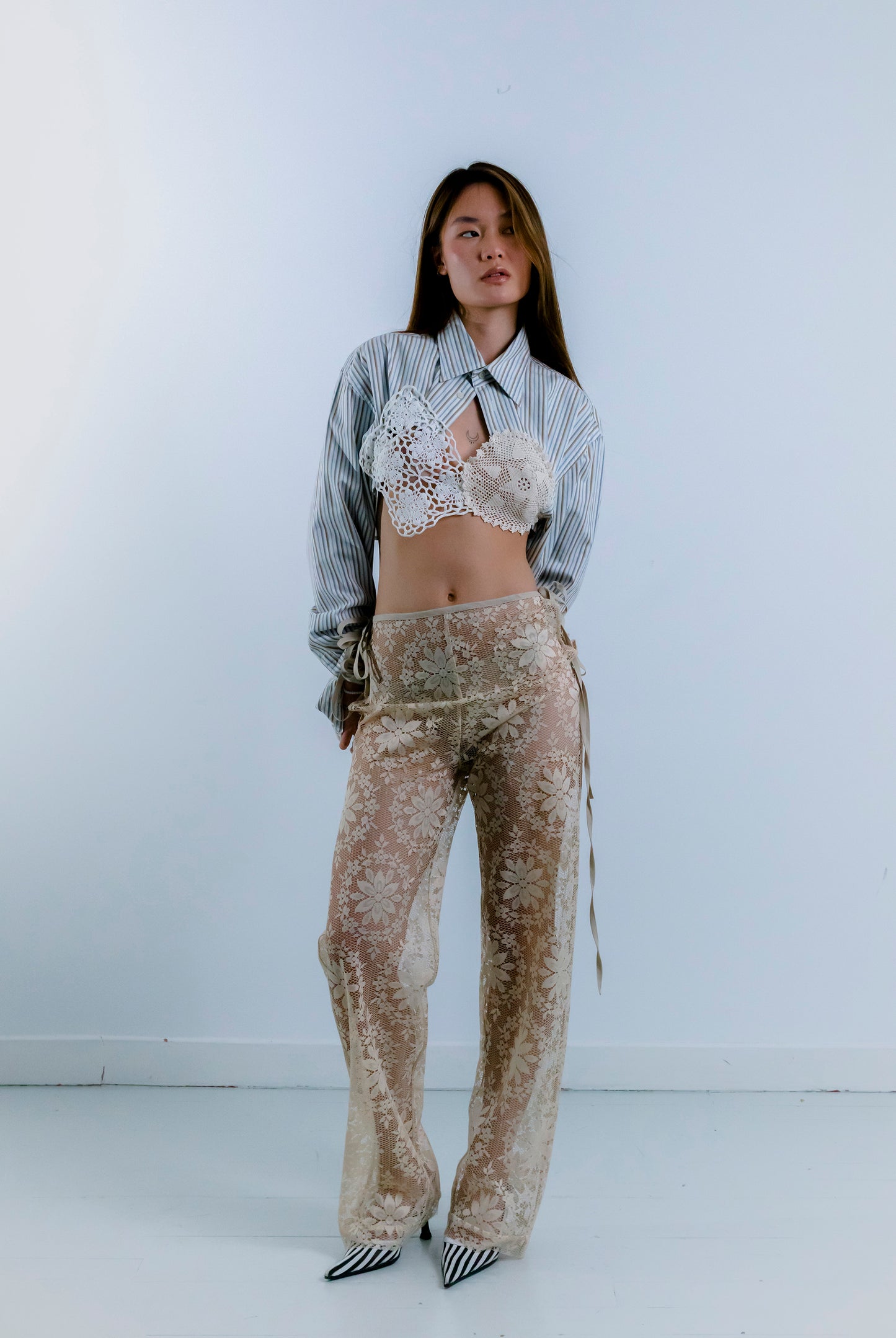 STRAPPY LACE TROUSERS