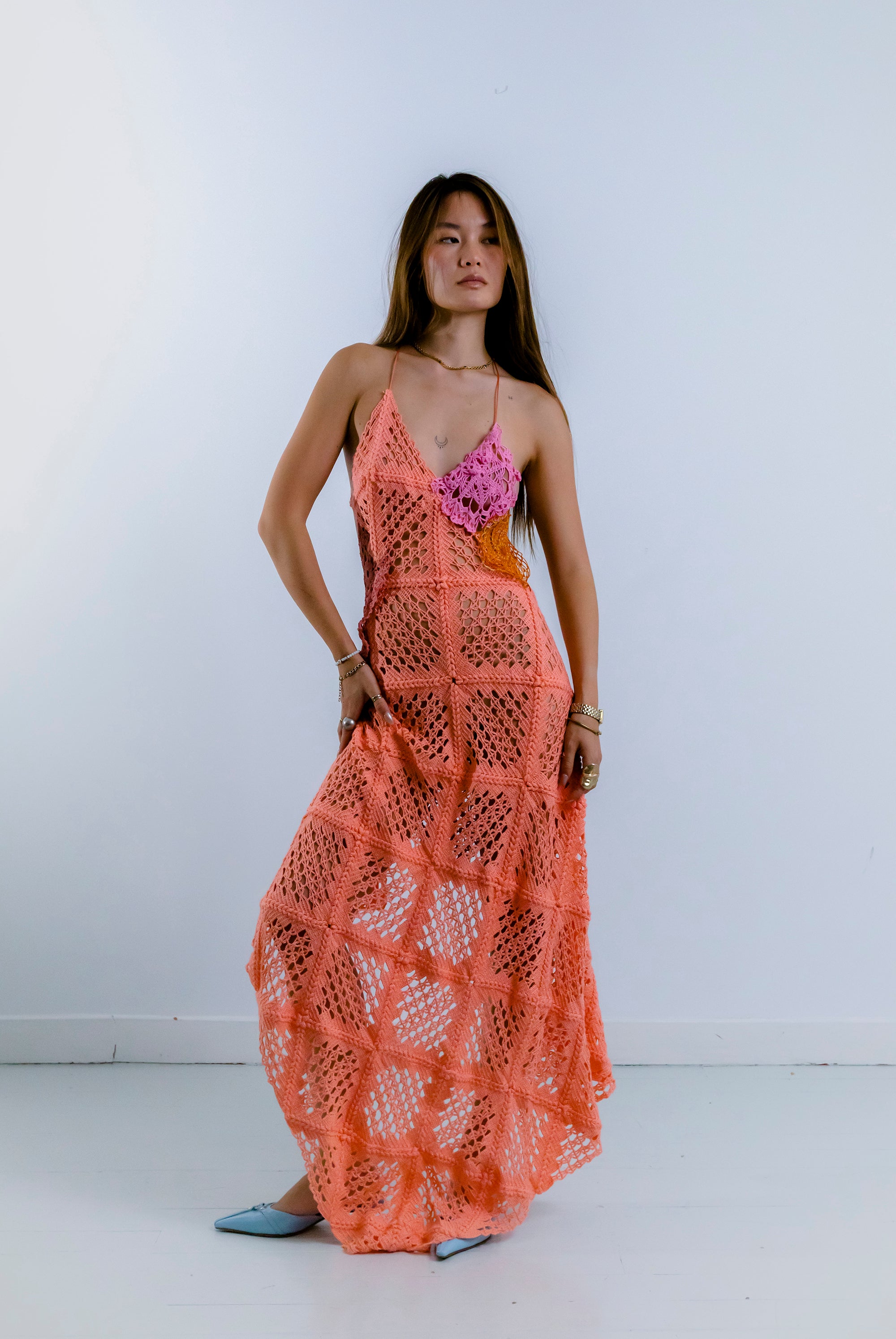 HANDKERCHIEF DRESS CORAL