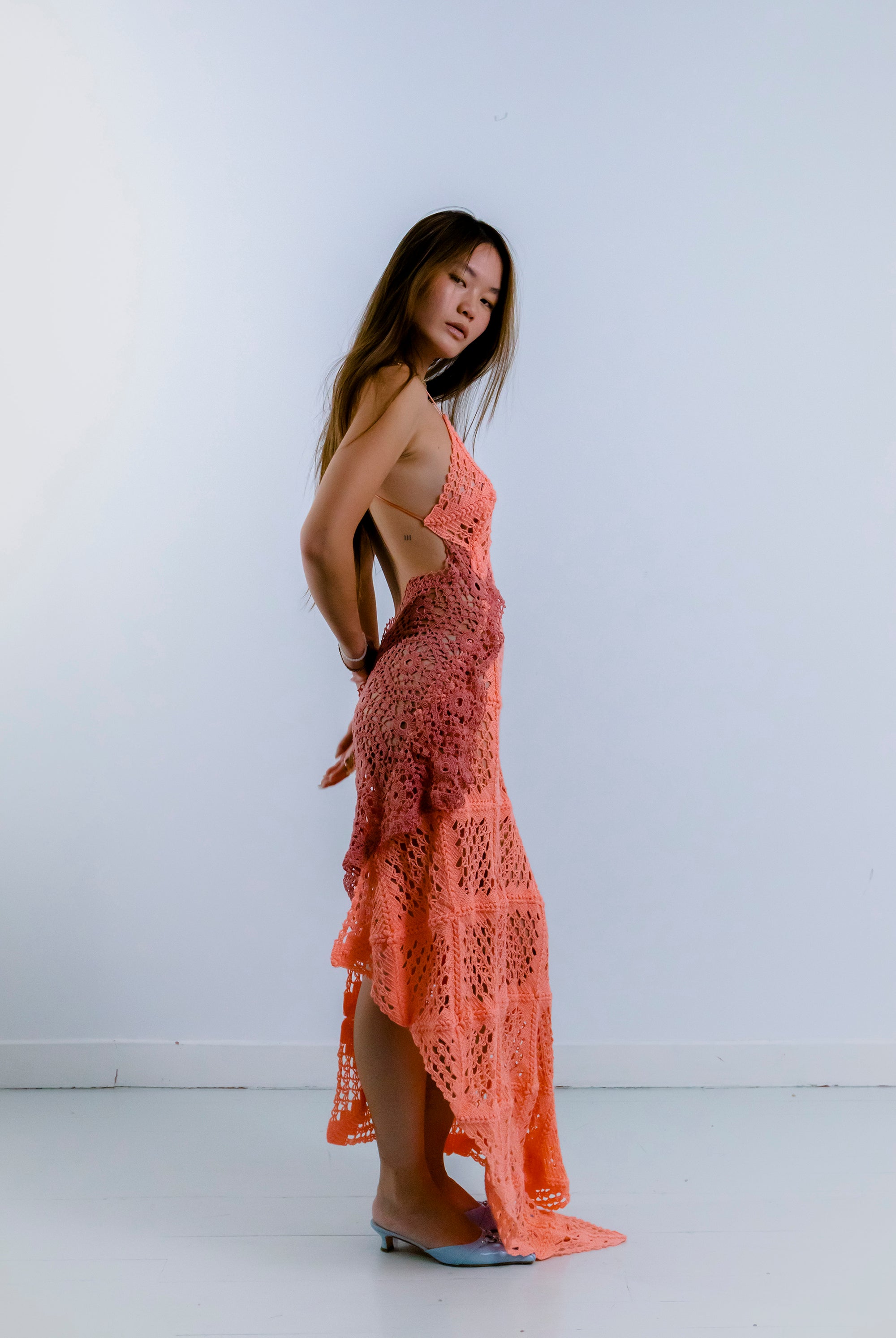 HANDKERCHIEF DRESS CORAL