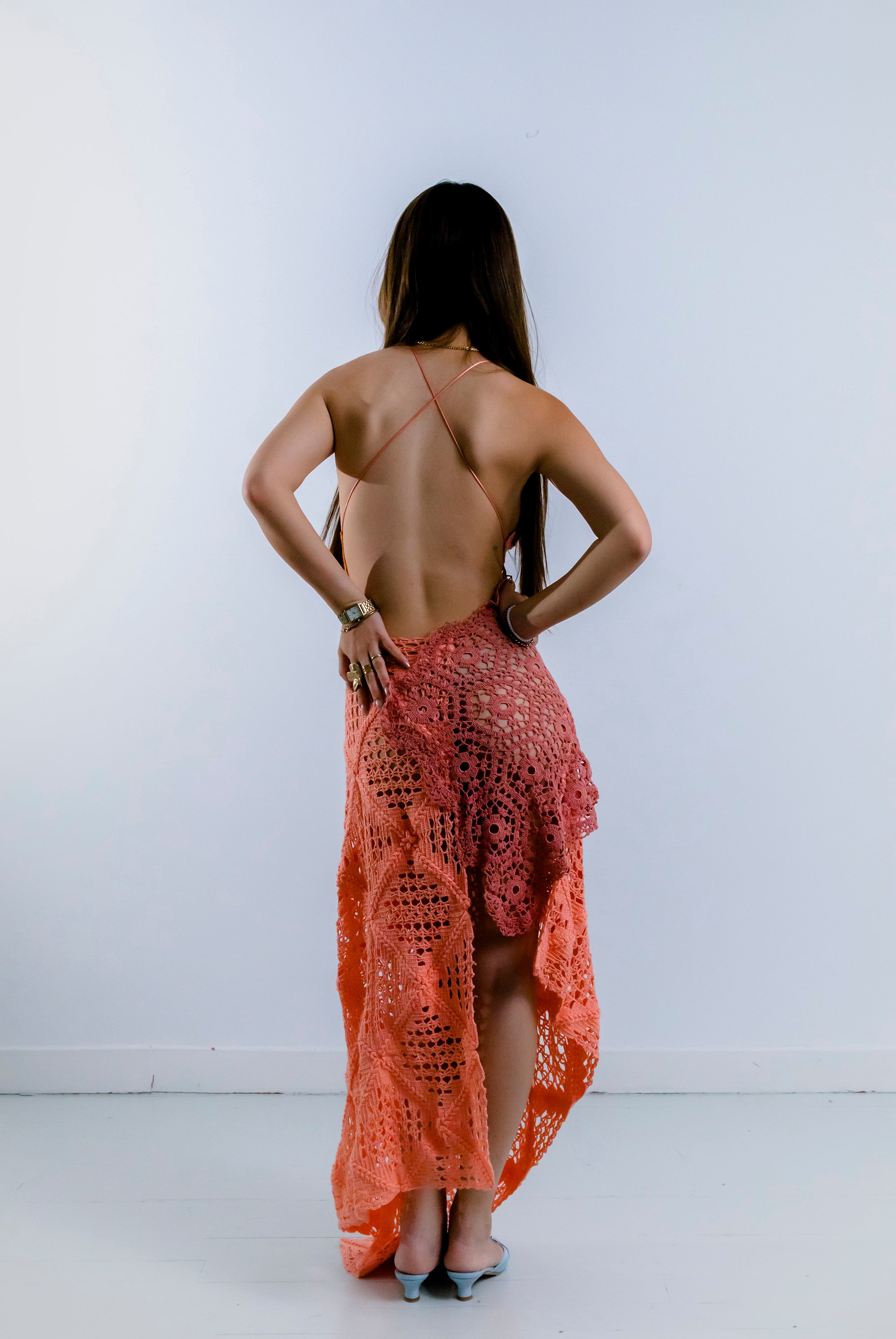 HANDKERCHIEF DRESS CORAL